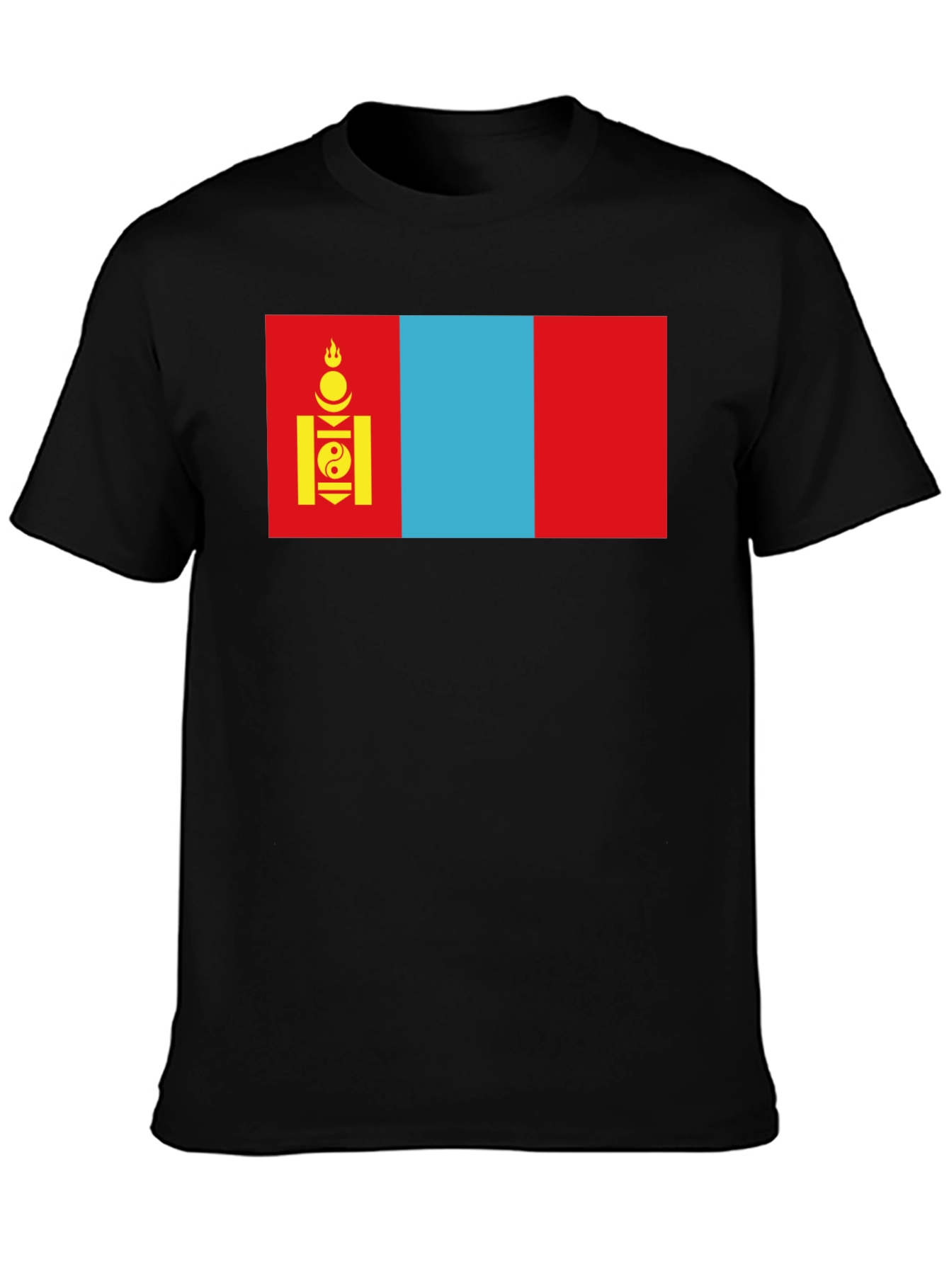 Camiseta Negra con Bandera de Mongolia