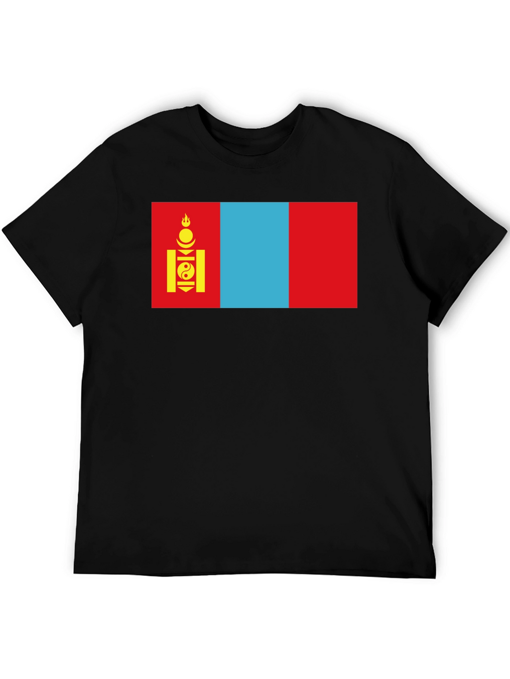 Camiseta Negra con Bandera de Mongolia