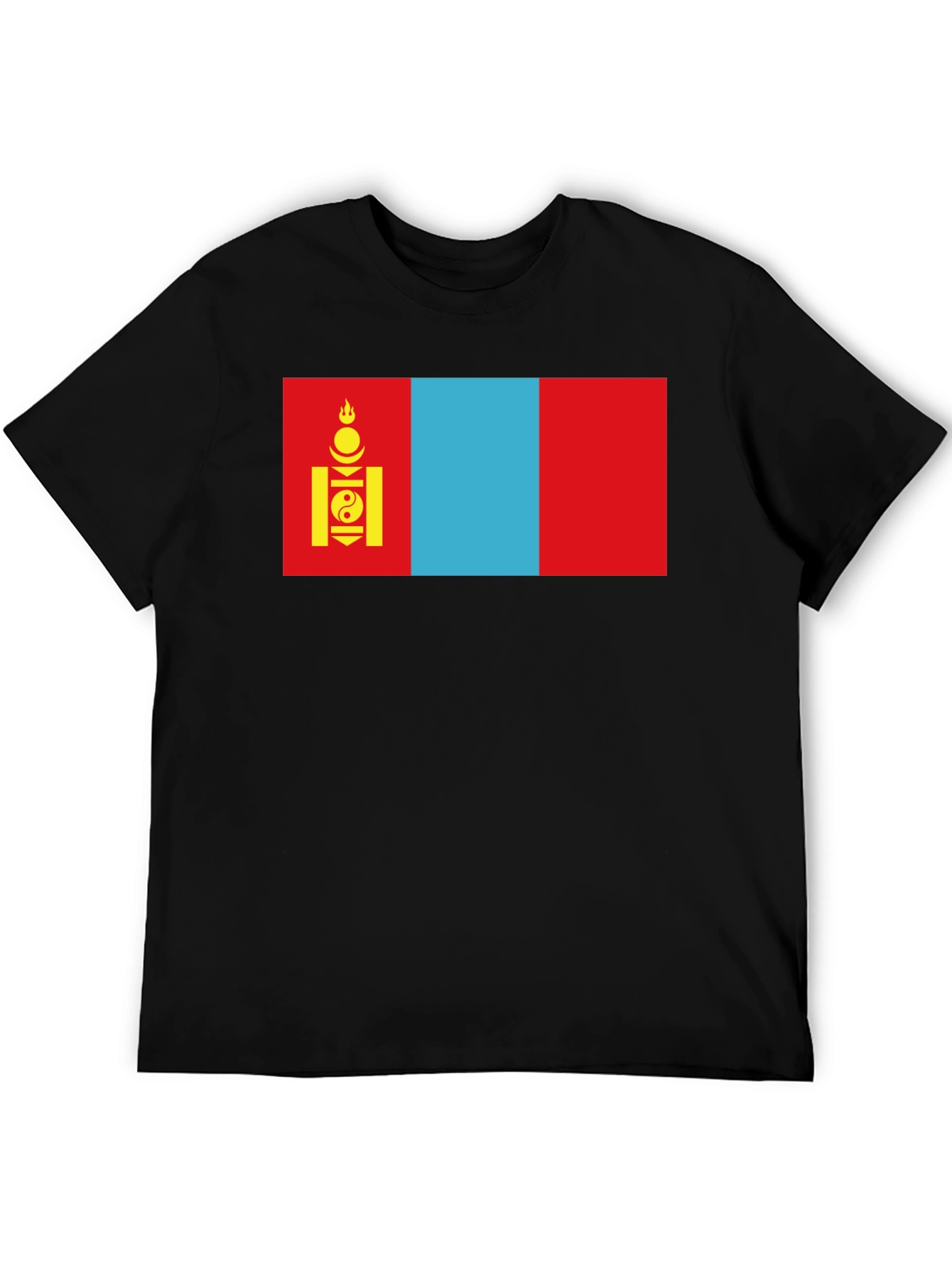 Camiseta Negra con Bandera de Mongolia