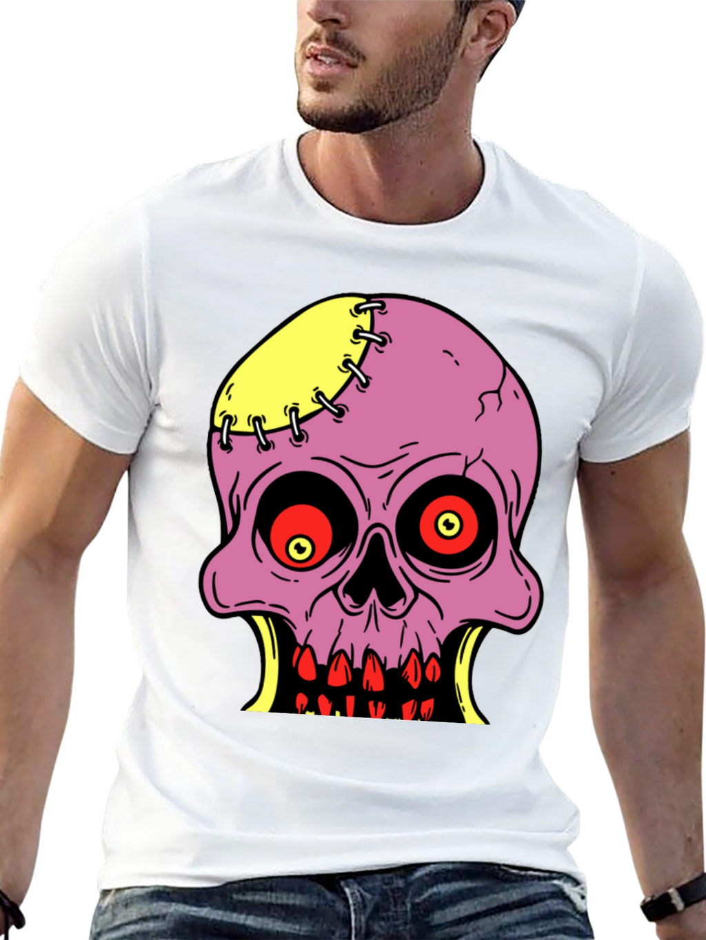 Camiseta Negra con Diseño de Calavera Zombie