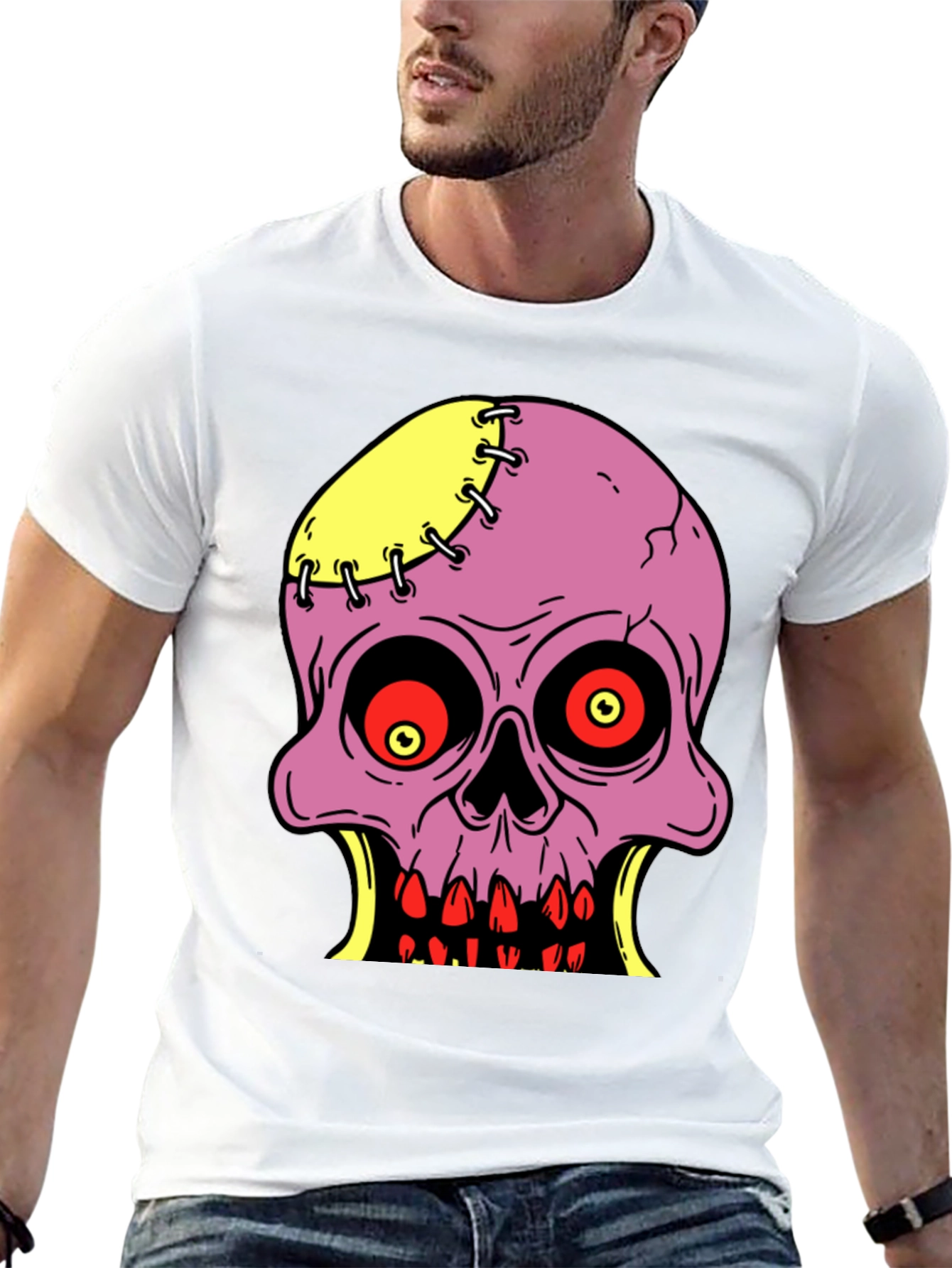 Camiseta Negra con Diseño de Calavera Zombie