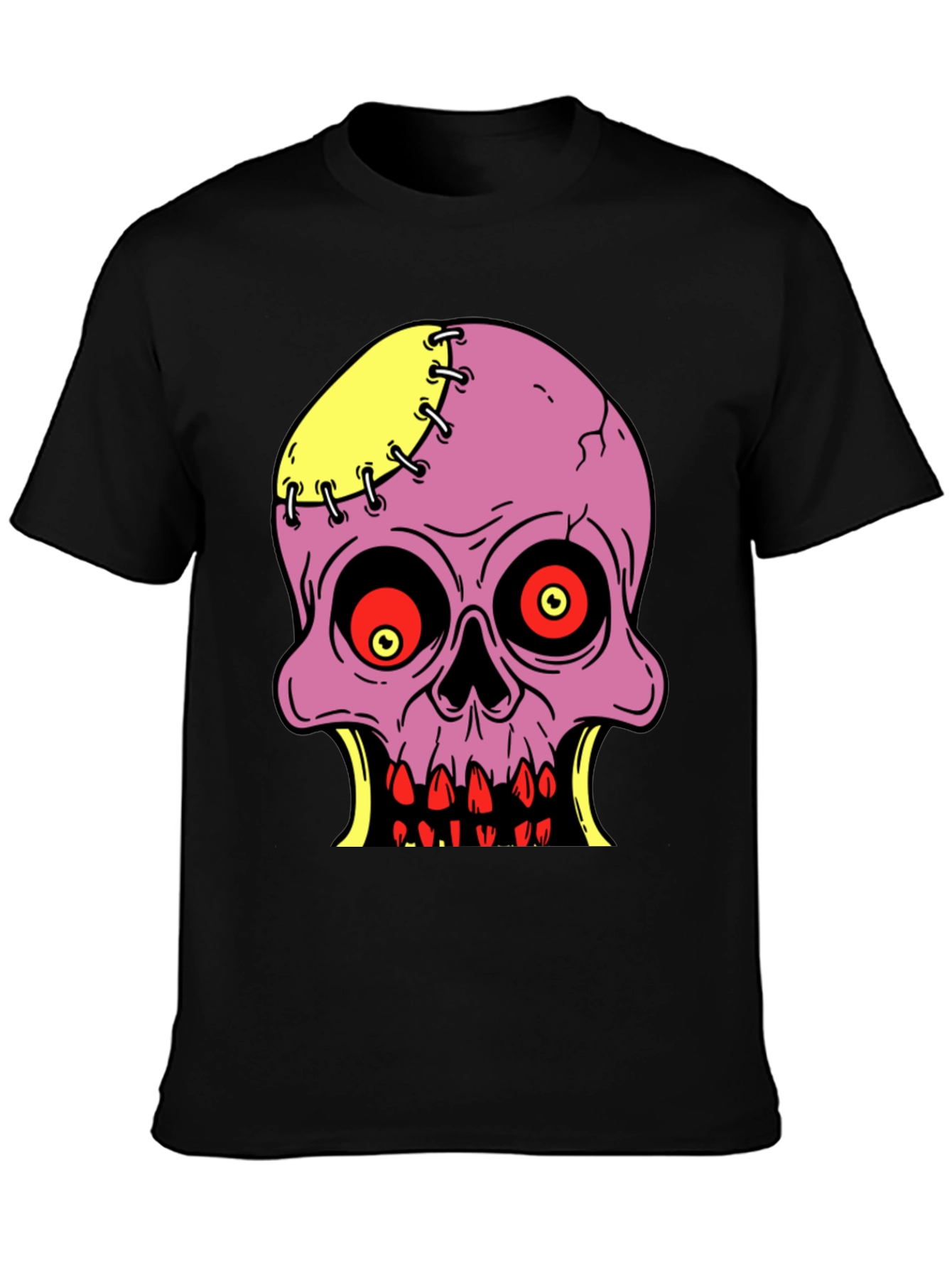 Camiseta Negra con Diseño de Calavera Zombie