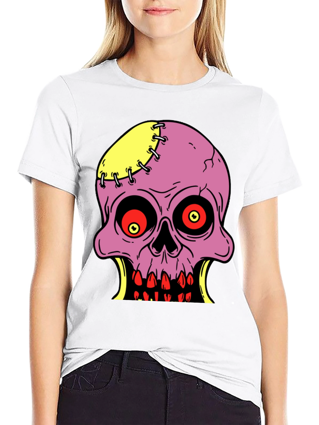 Camiseta Negra con Diseño de Calavera Zombie
