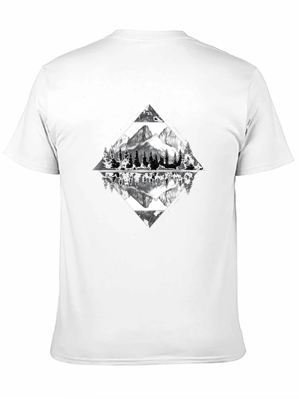 Camiseta Negra con Diseño de Montaña Reflejada