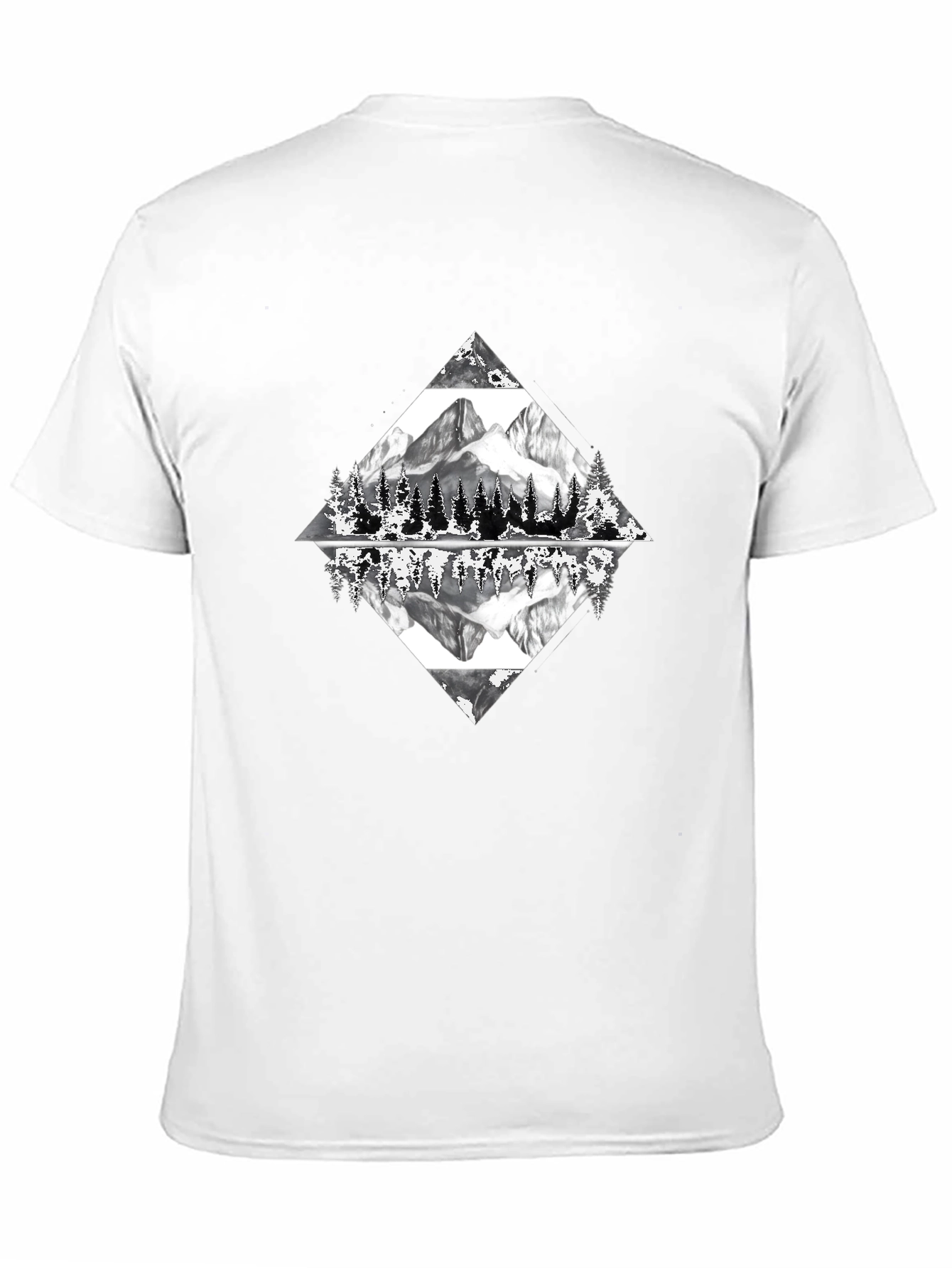 Camiseta Negra con Diseño de Montaña Reflejada