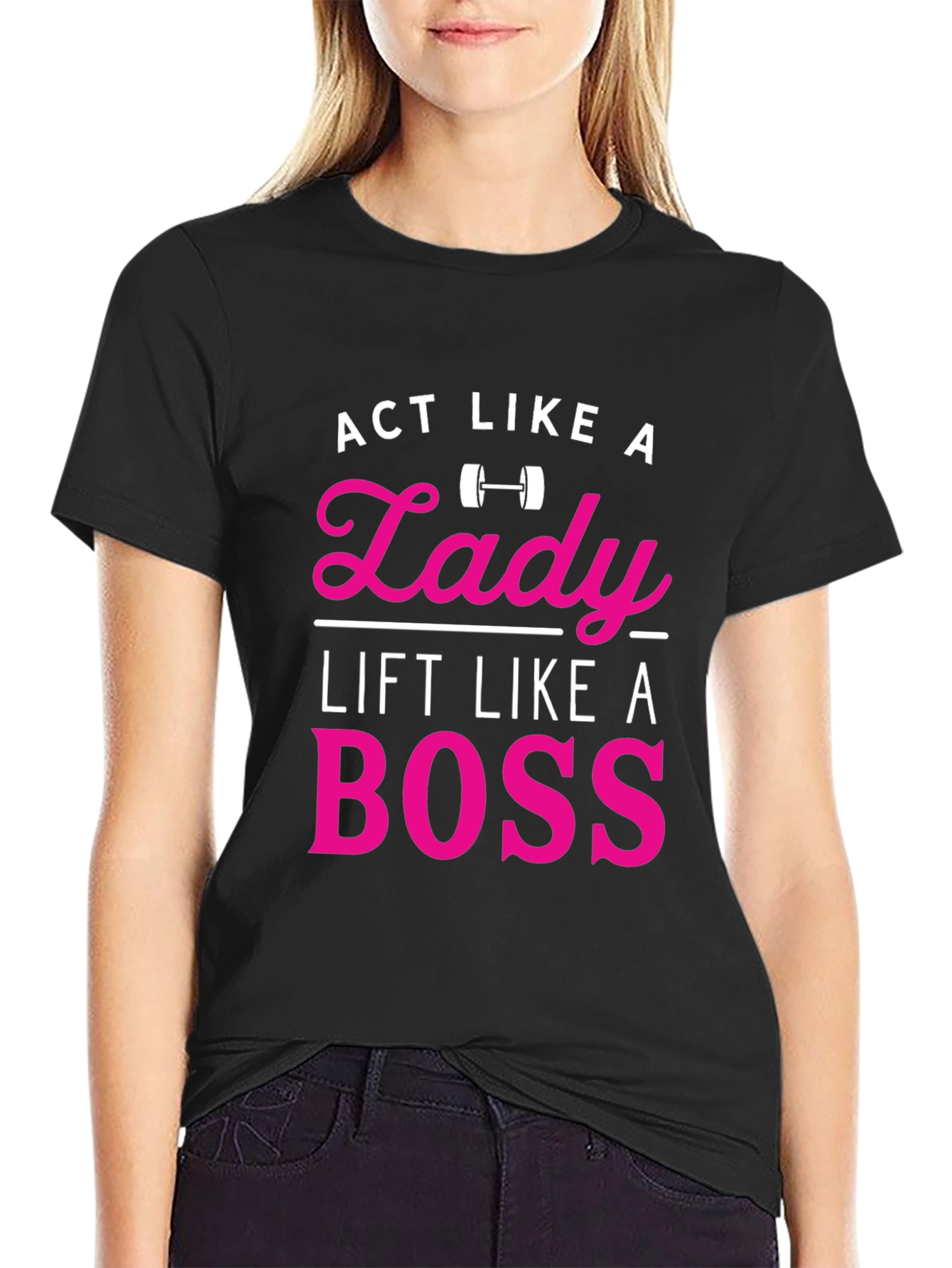 Camiseta Negra con Diseño Act Like a Lady