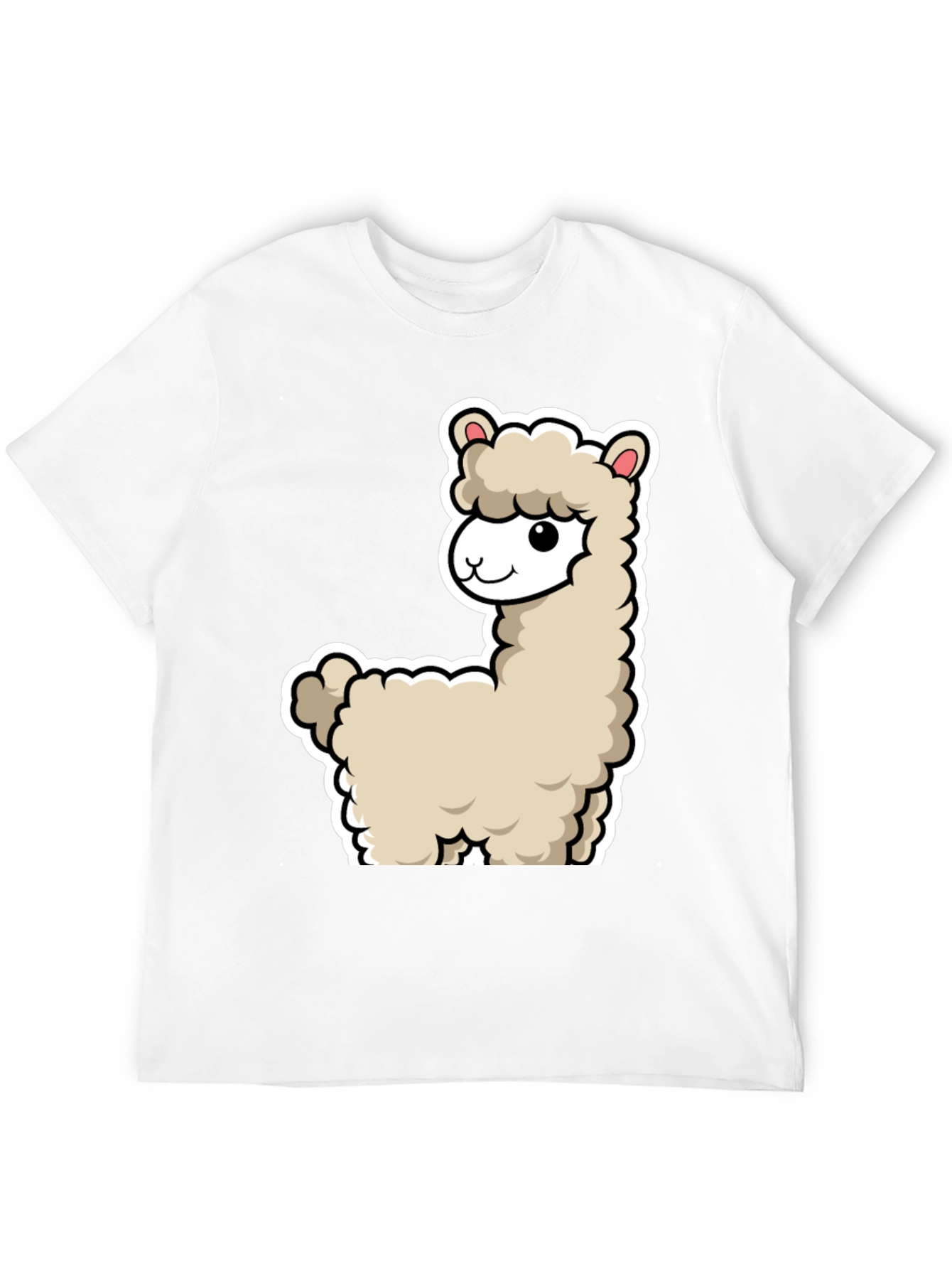 Camiseta Negra con Diseño de Llama Adorable