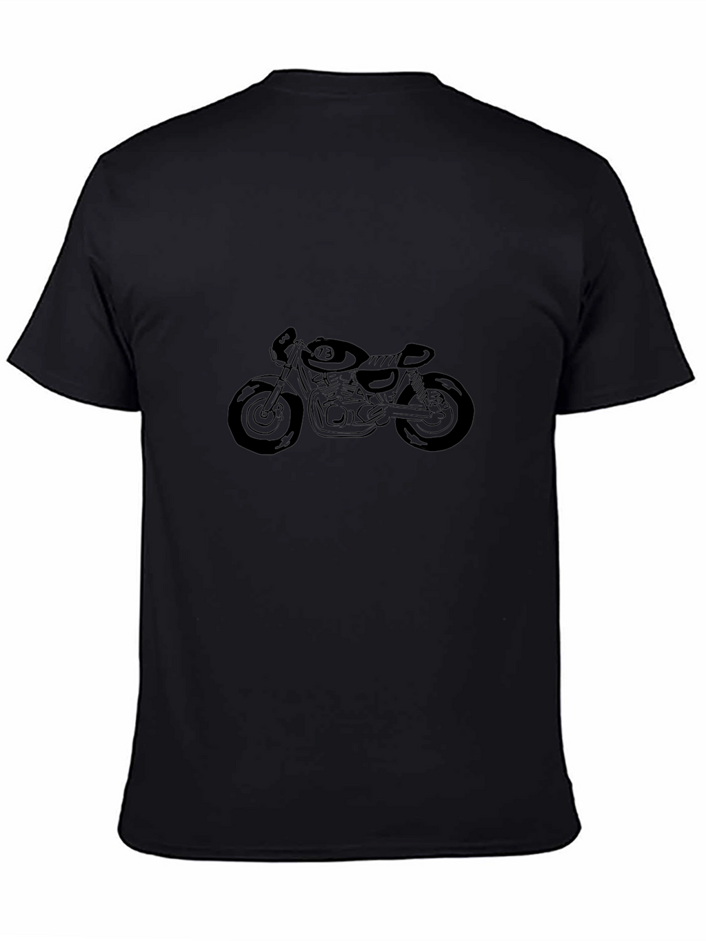 Camiseta Negra con Diseño de Motocicleta Clásica