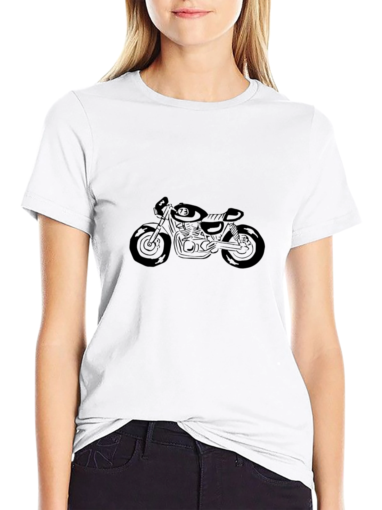 Camiseta Negra con Diseño de Motocicleta Clásica