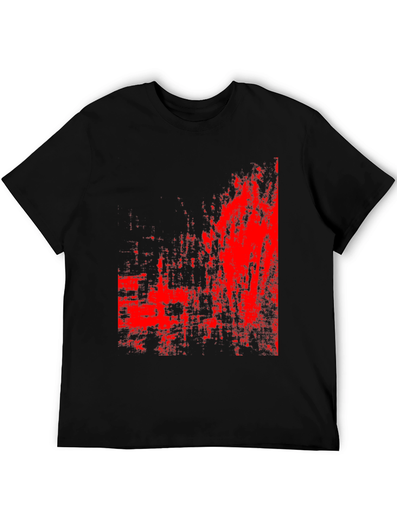Camiseta Negra con Diseño Abstracto Rojo