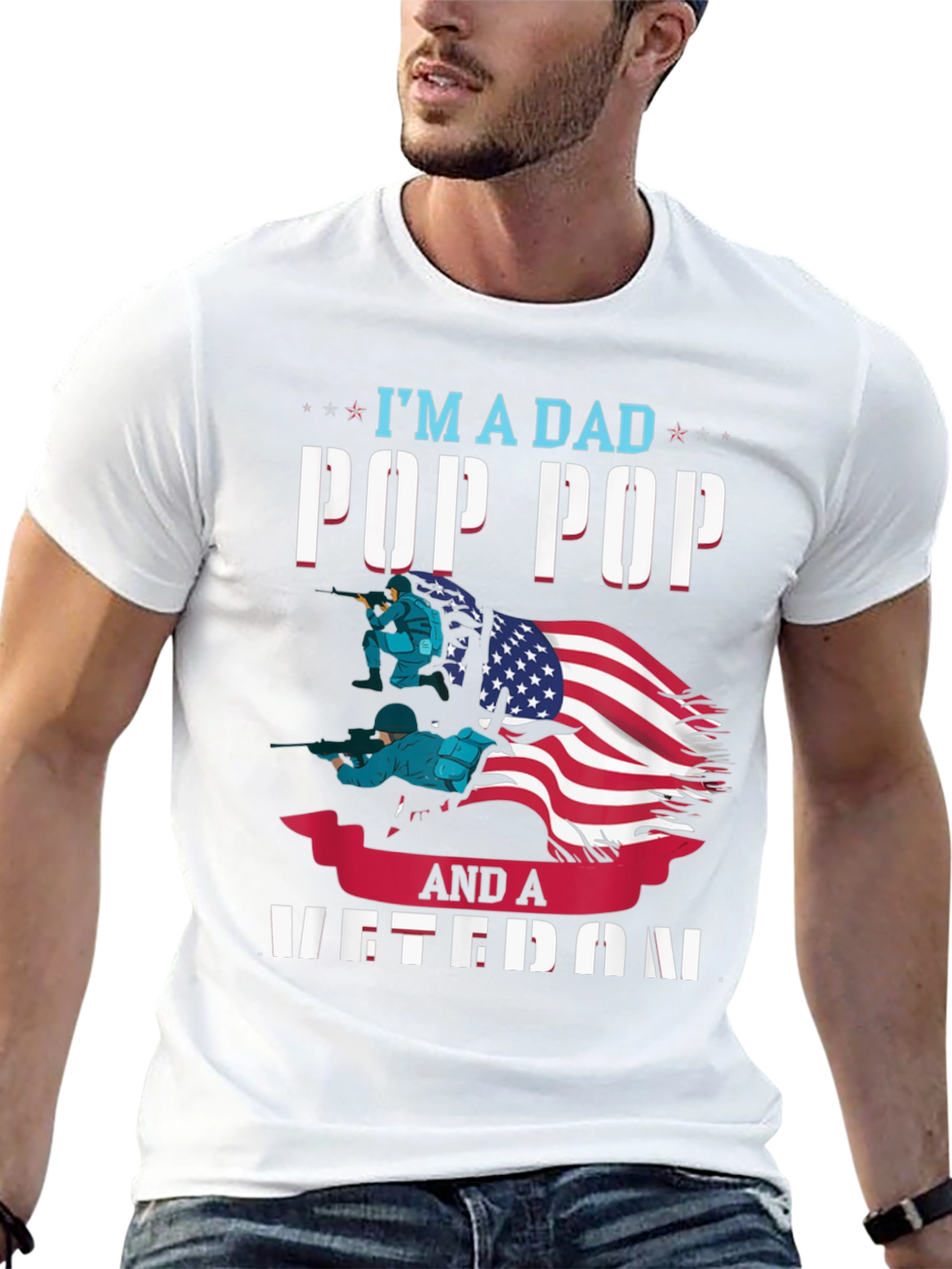 Camiseta Hombre: Papá Pop Pop y Veterano