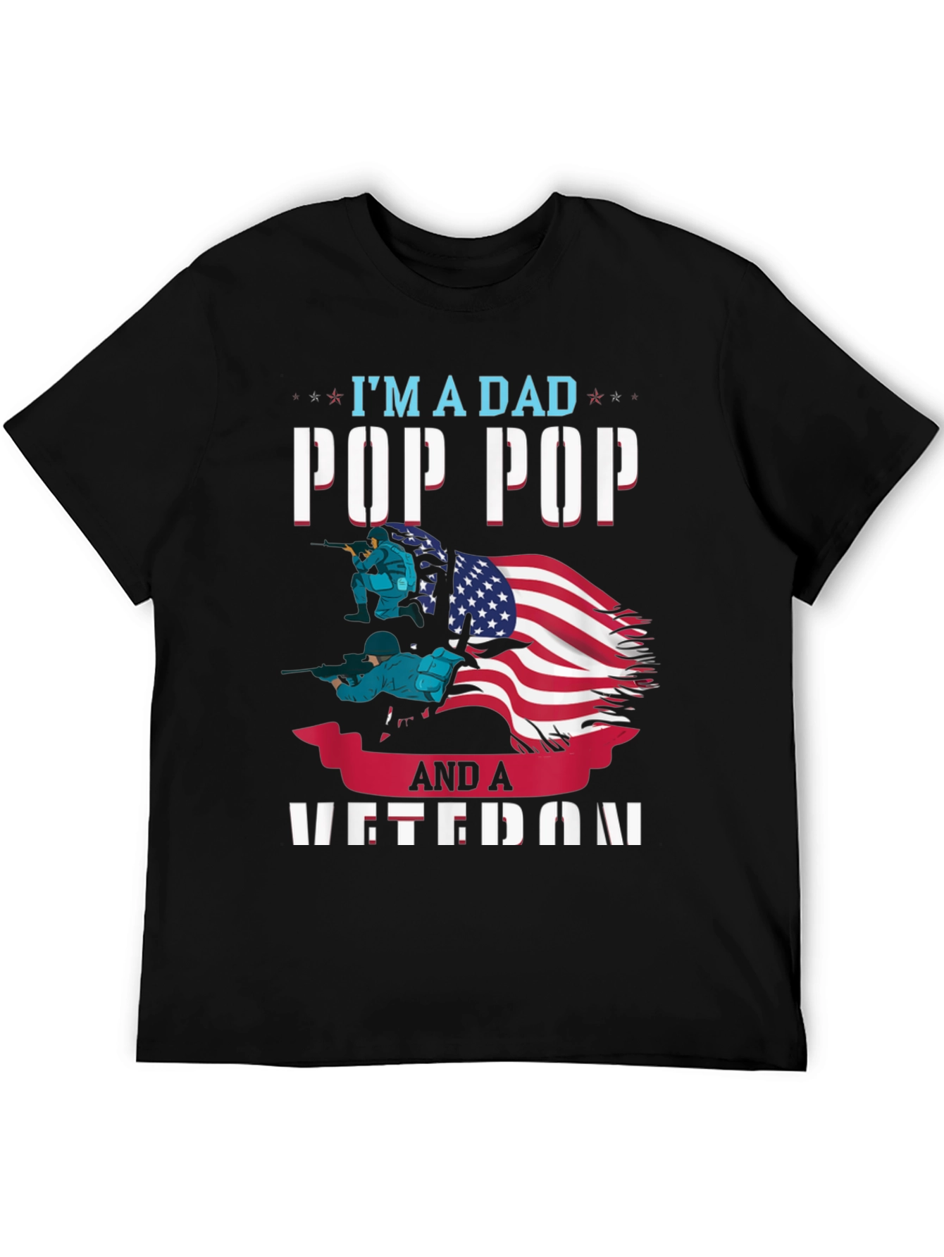 Camiseta Hombre: Papá Pop Pop y Veterano