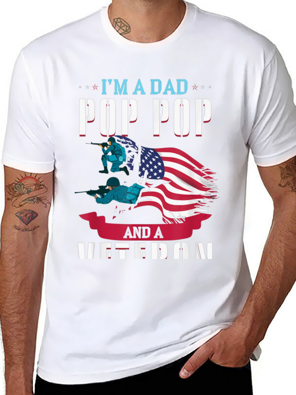 Camiseta Hombre: Papá Pop Pop y Veterano