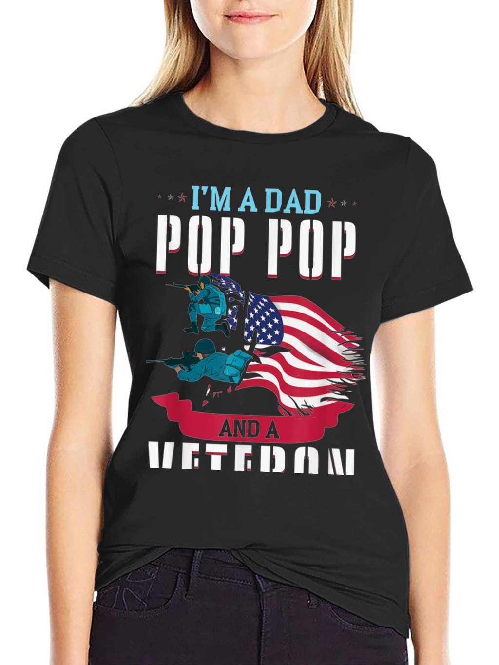 Camiseta Hombre: Papá Pop Pop y Veterano