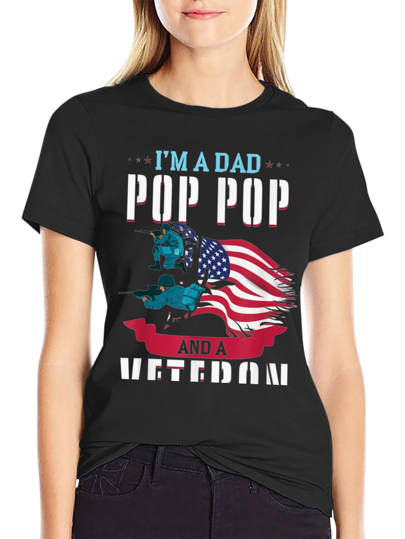 Camiseta Hombre: Papá Pop Pop y Veterano