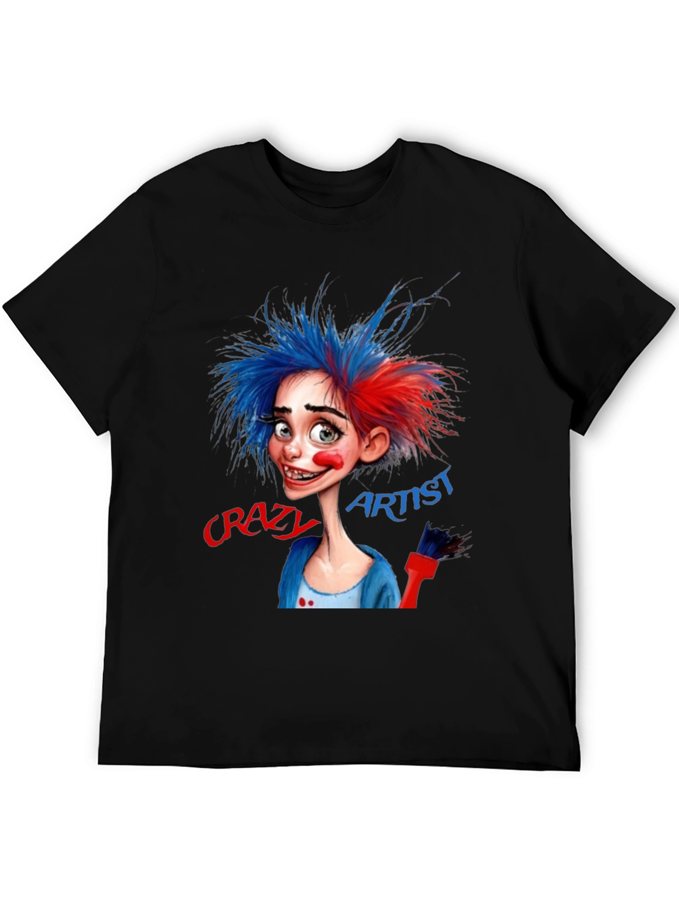 Camiseta Negra Artista Crazy Artist Estilo Dibujo