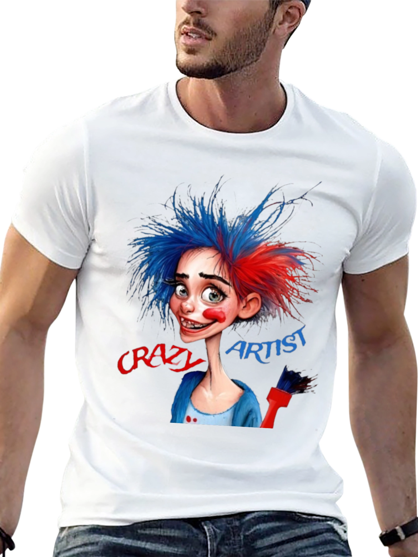 Camiseta Negra Artista Crazy Artist Estilo Dibujo