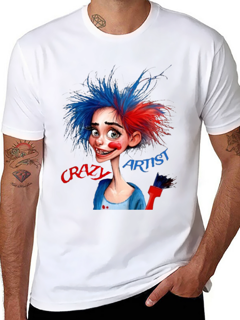 Camiseta Negra Artista Crazy Artist Estilo Dibujo