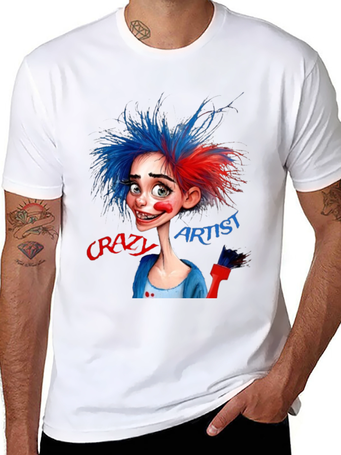Camiseta Negra Artista Crazy Artist Estilo Dibujo