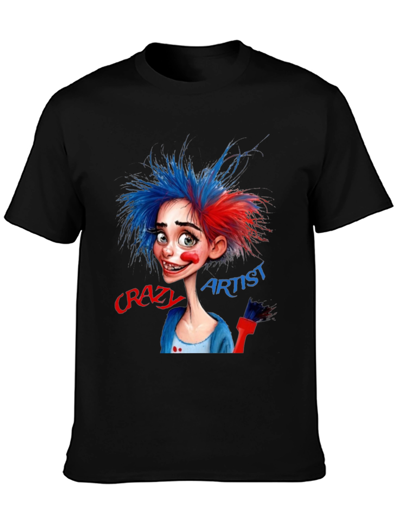 Camiseta Negra Artista Crazy Artist Estilo Dibujo