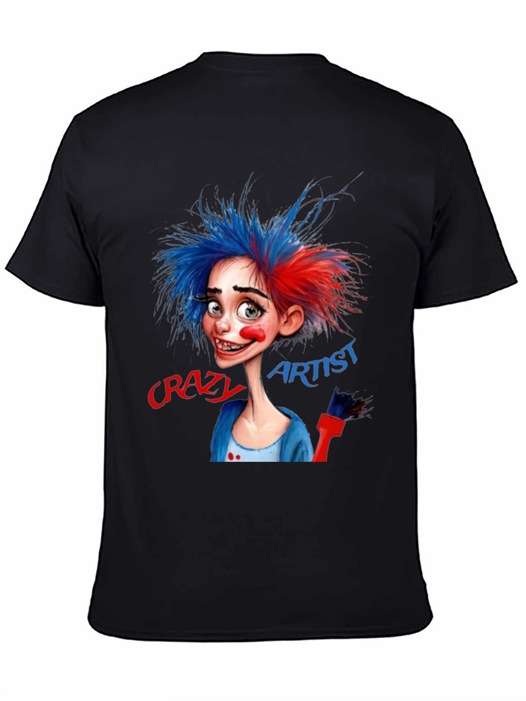 Camiseta Negra Artista Crazy Artist Estilo Dibujo