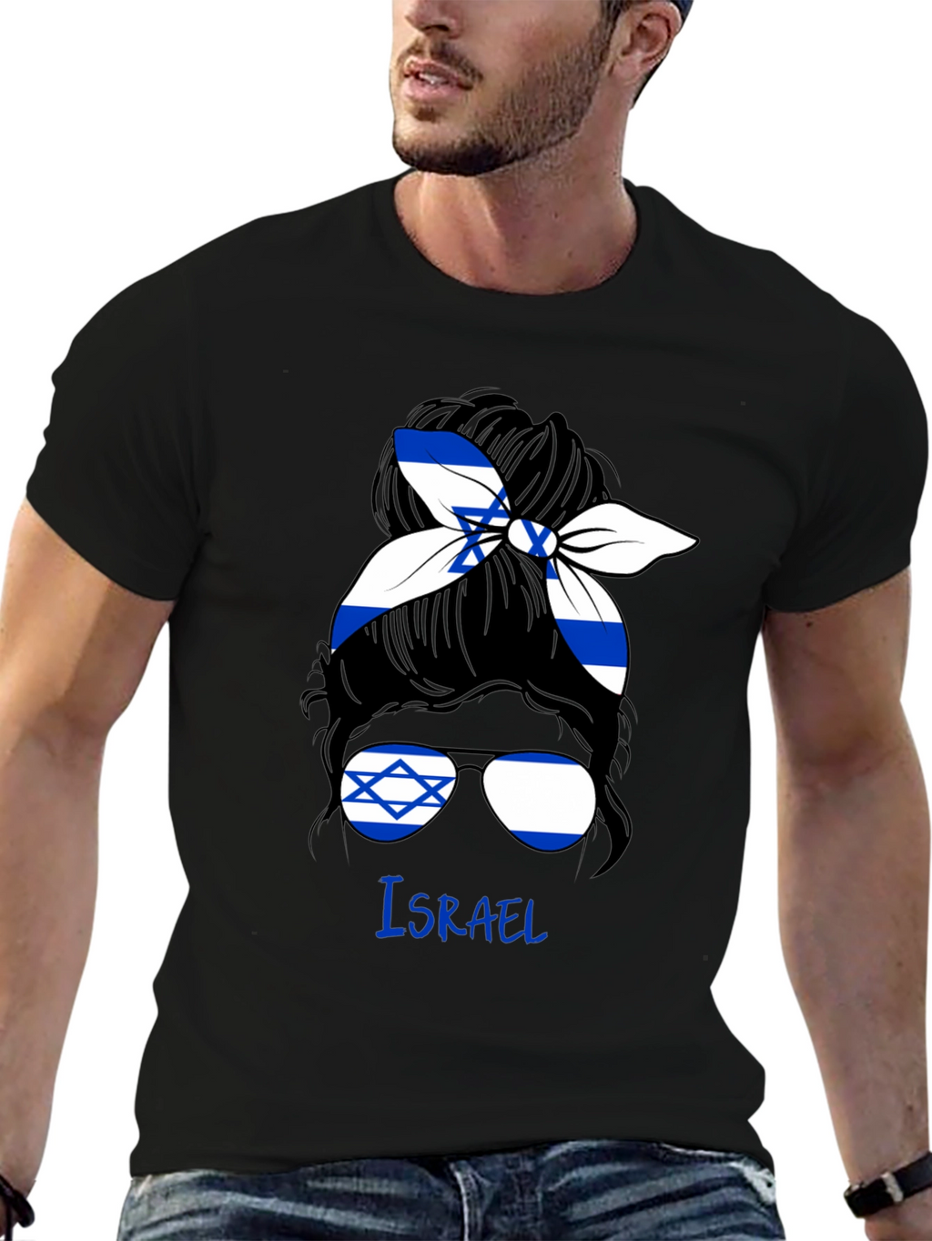 Camiseta Israel Mujer Moño Desordenado