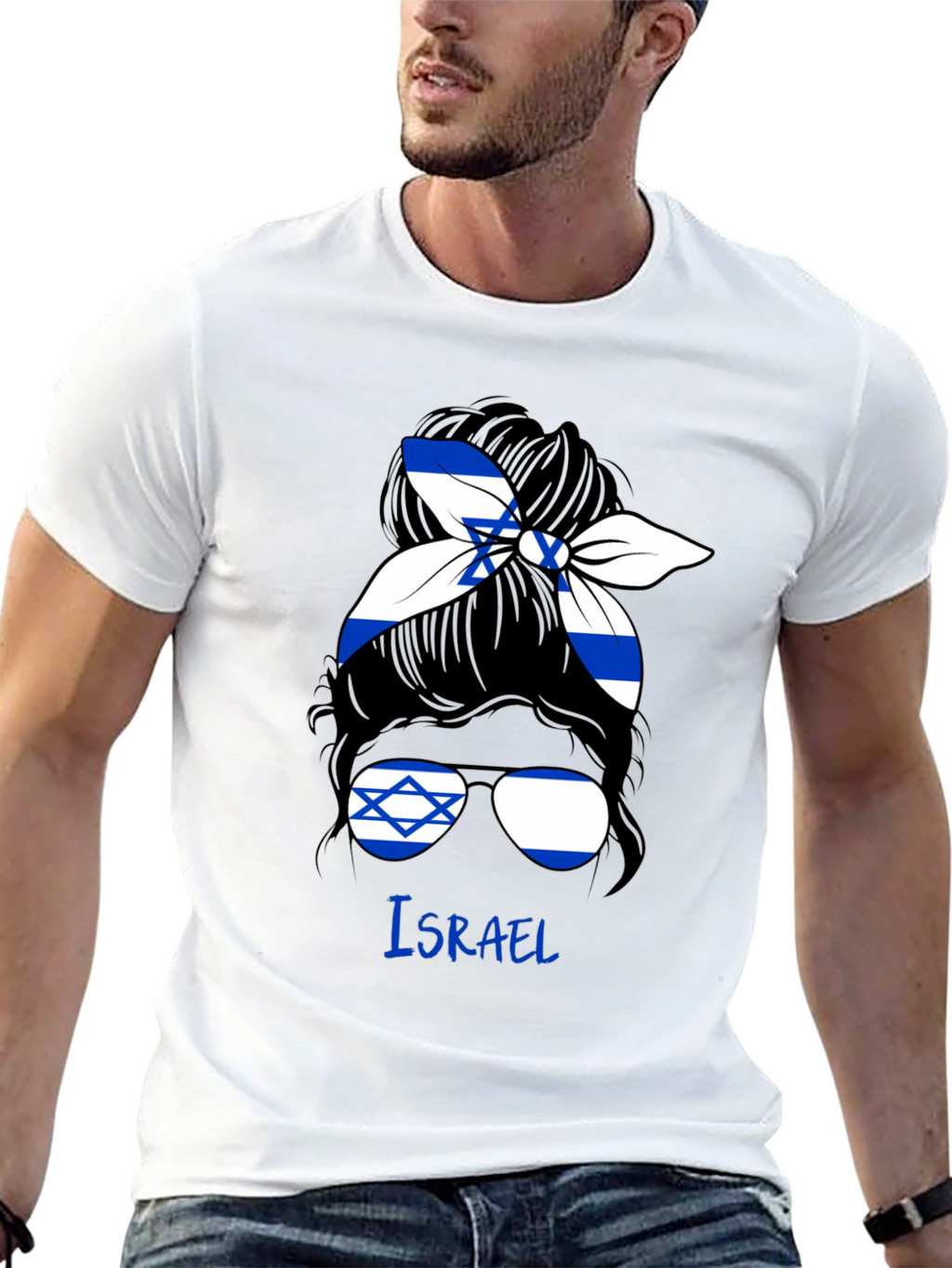 Camiseta Israel Mujer Moño Desordenado