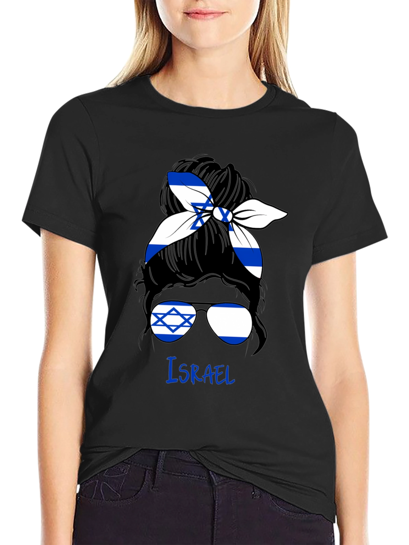 Camiseta Israel Mujer Moño Desordenado