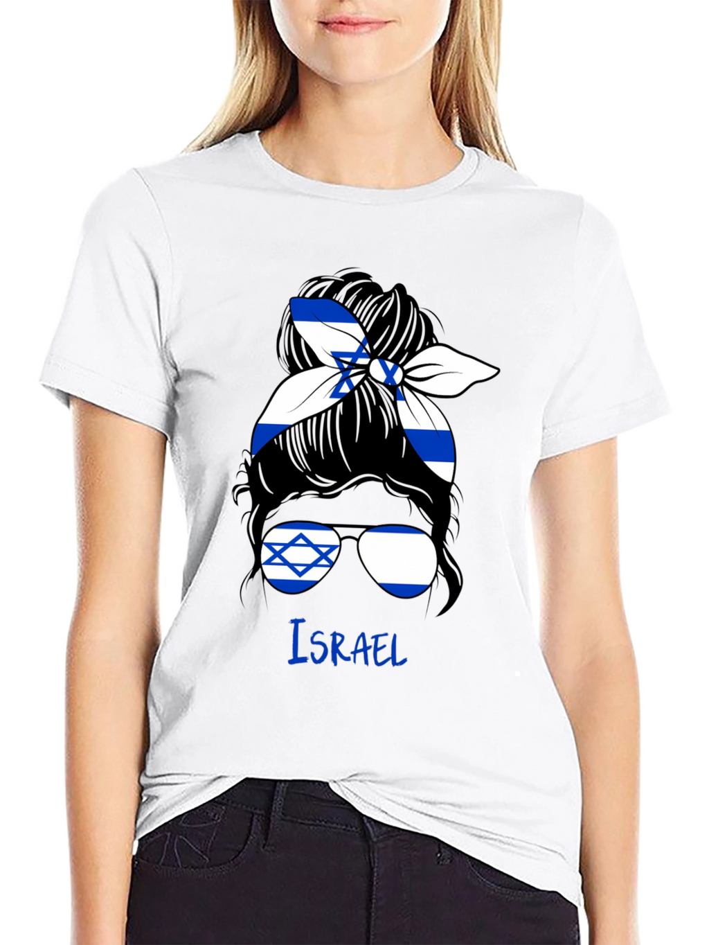 Camiseta Israel Mujer Moño Desordenado