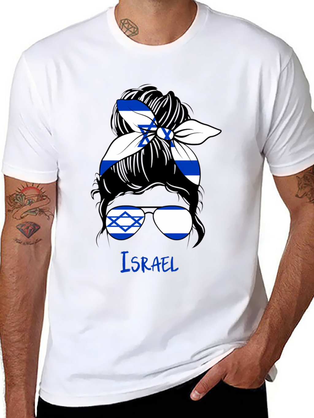 Camiseta Israel Mujer Moño Desordenado