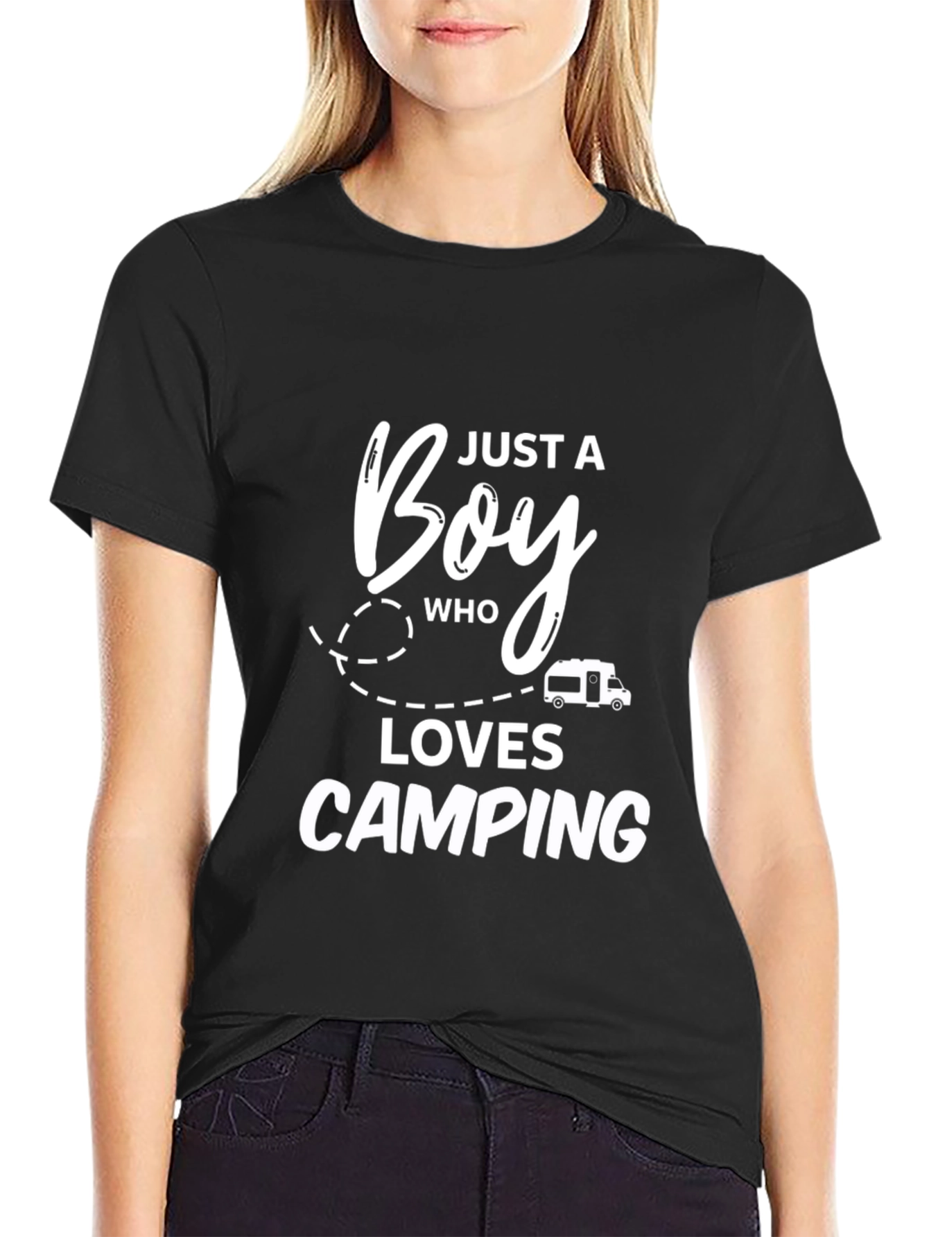 Camiseta Negra con Diseño de Camping para Niño