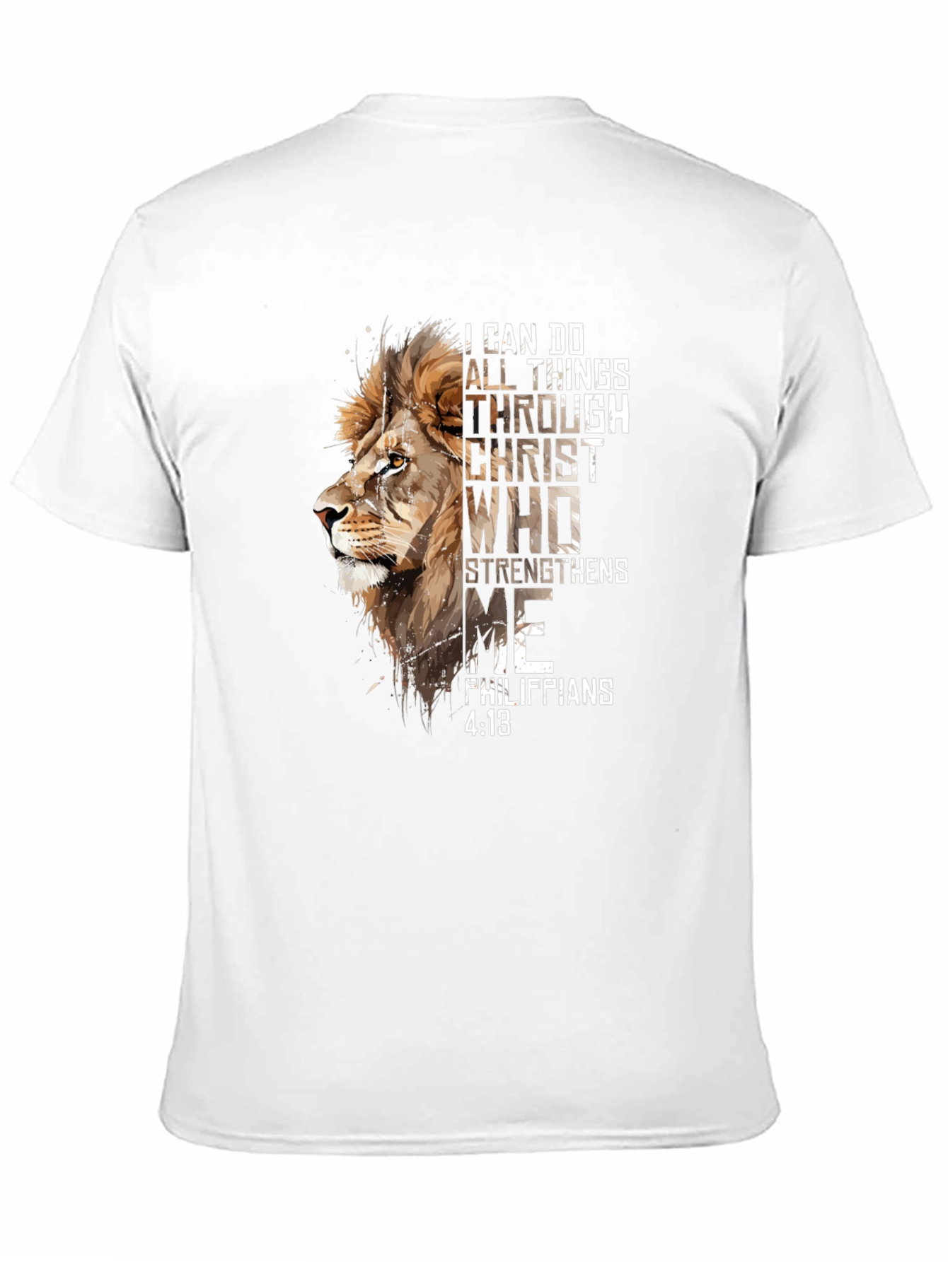 Camiseta Negra con Diseño de León y Versículo Bíblico