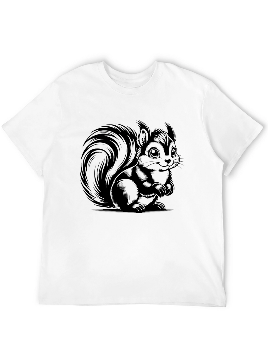 Camiseta Negra con Dibujo de Ardilla Animada