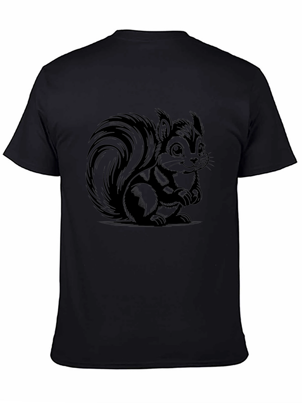 Camiseta Negra con Dibujo de Ardilla Animada