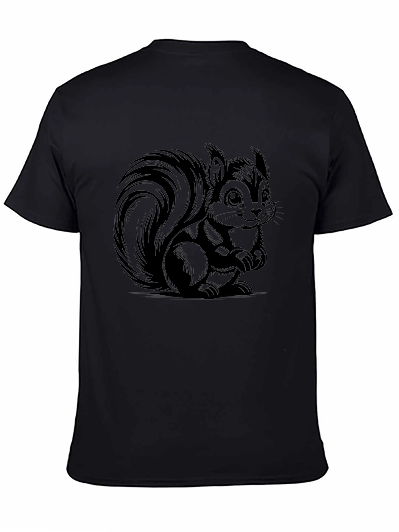 Camiseta Negra con Dibujo de Ardilla Animada
