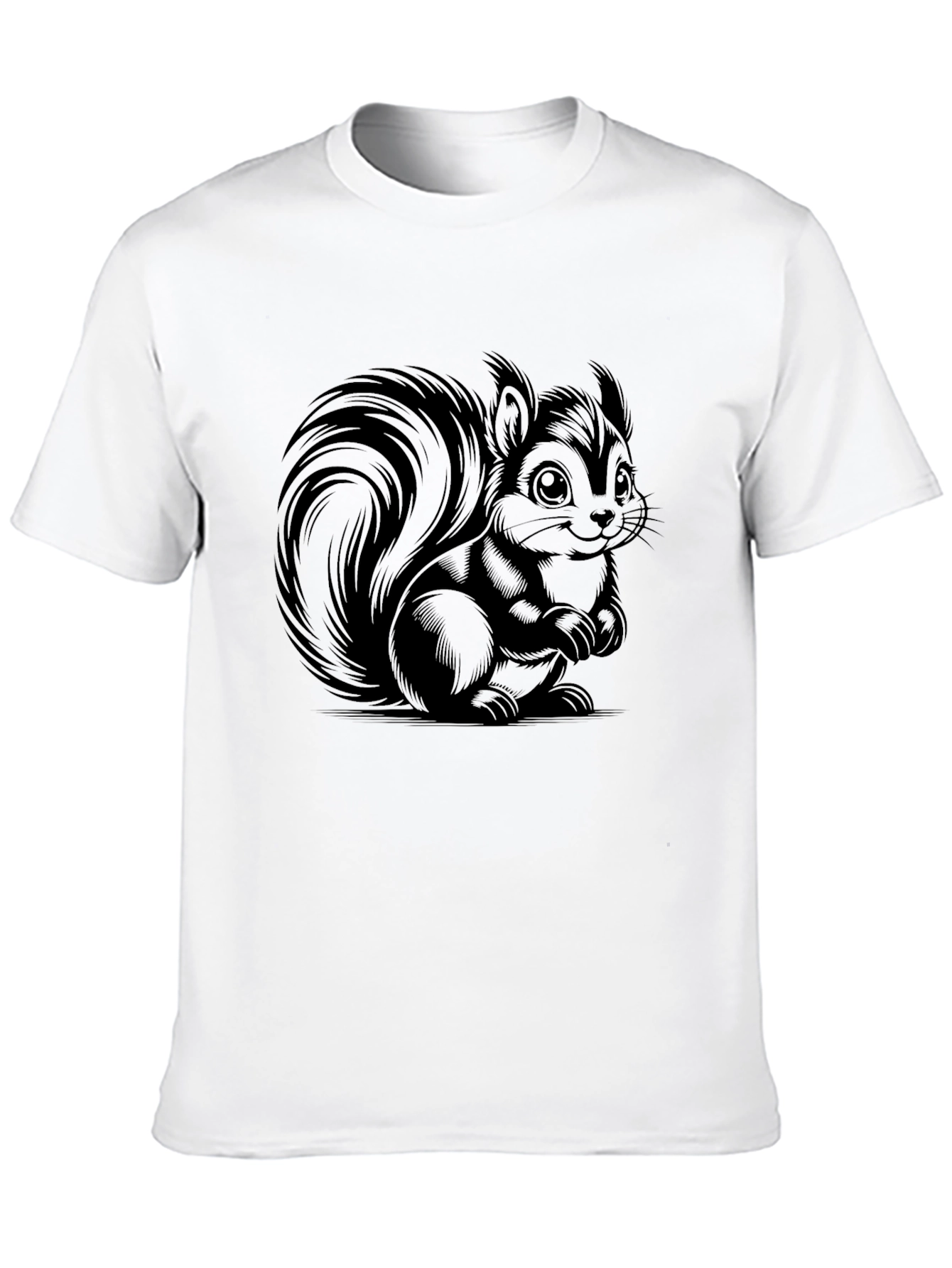 Camiseta Negra con Dibujo de Ardilla Animada