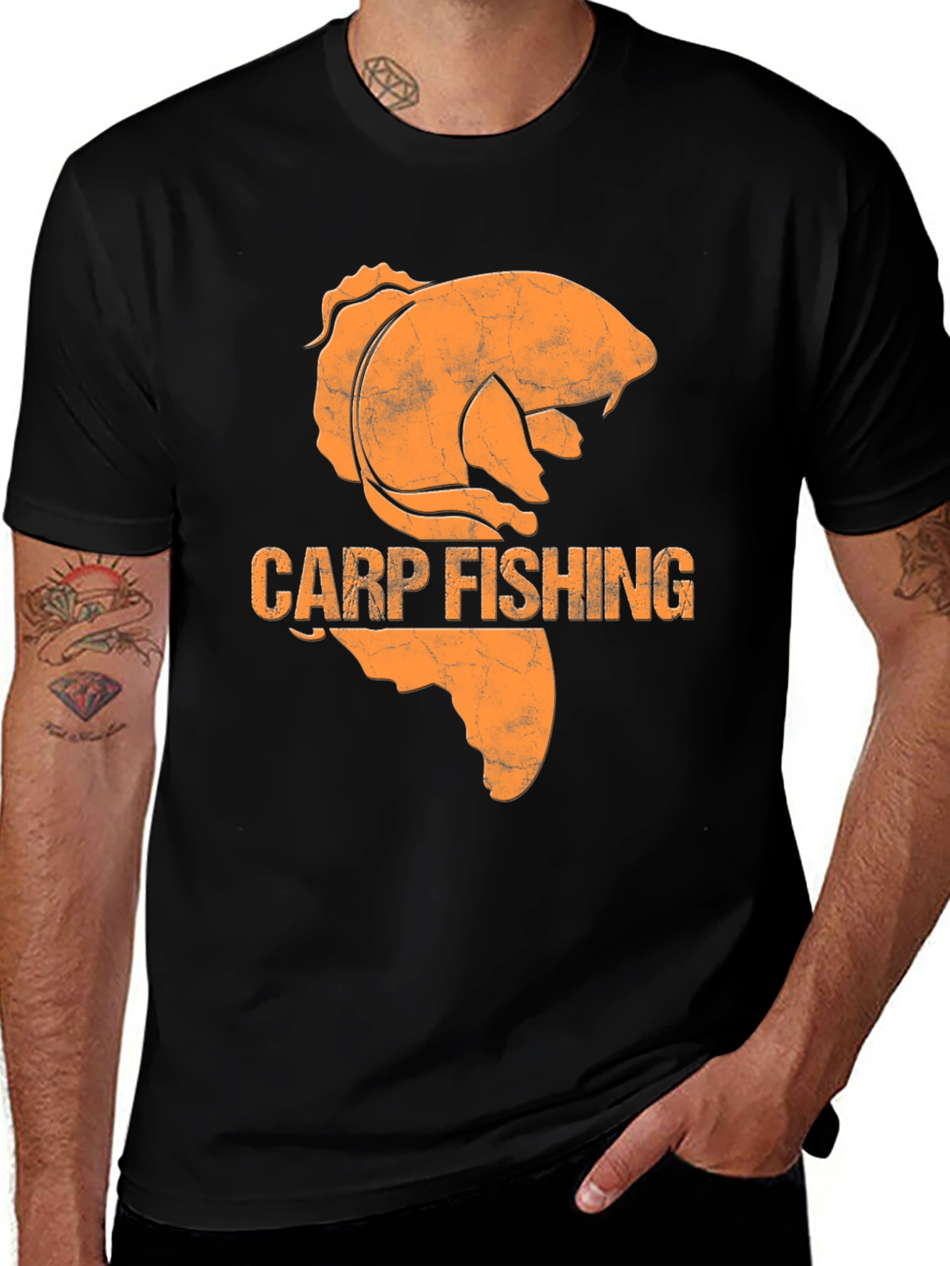 Camiseta Hombre Negra Pesca Carpa