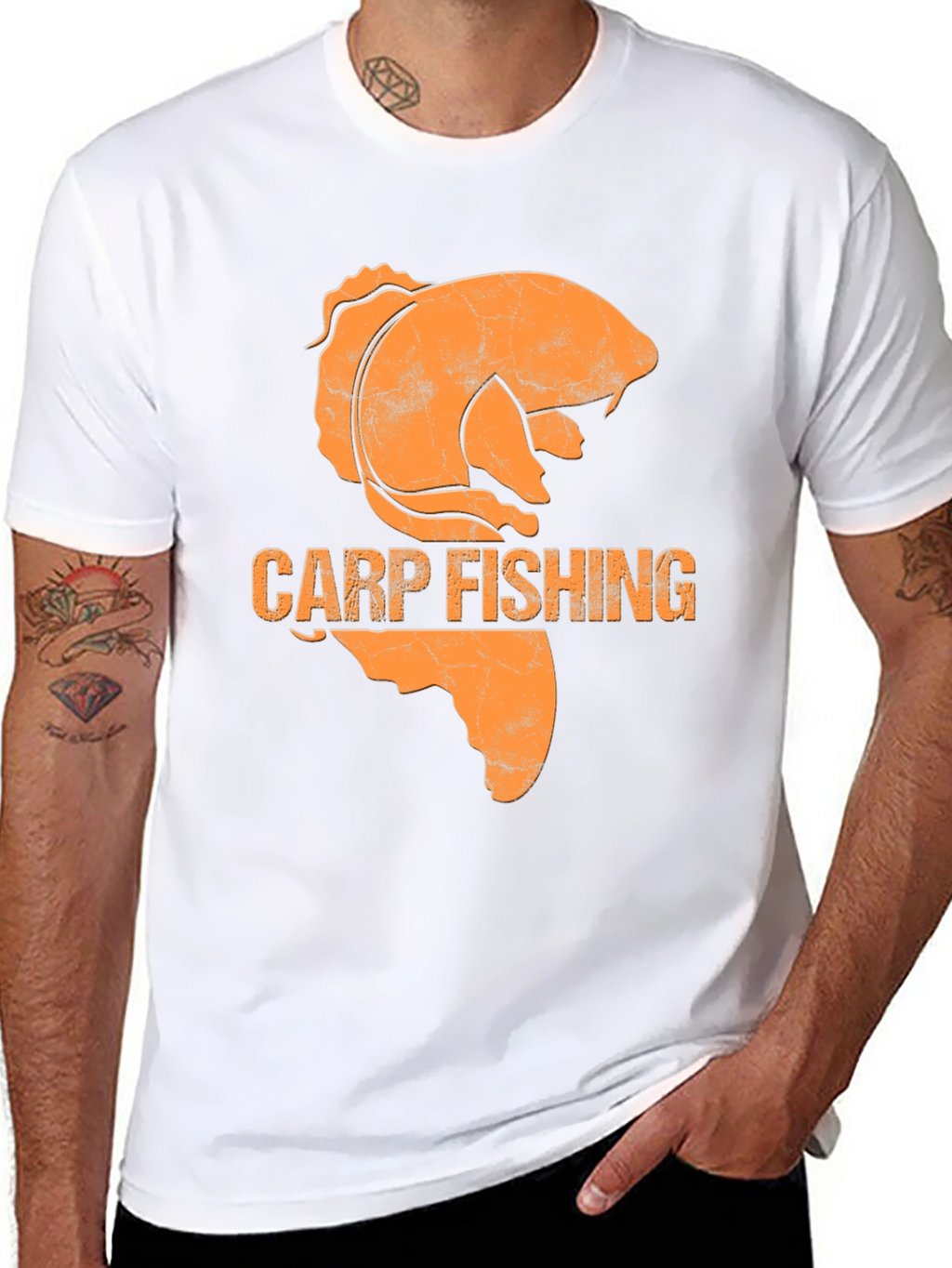 Camiseta Hombre Negra Pesca Carpa
