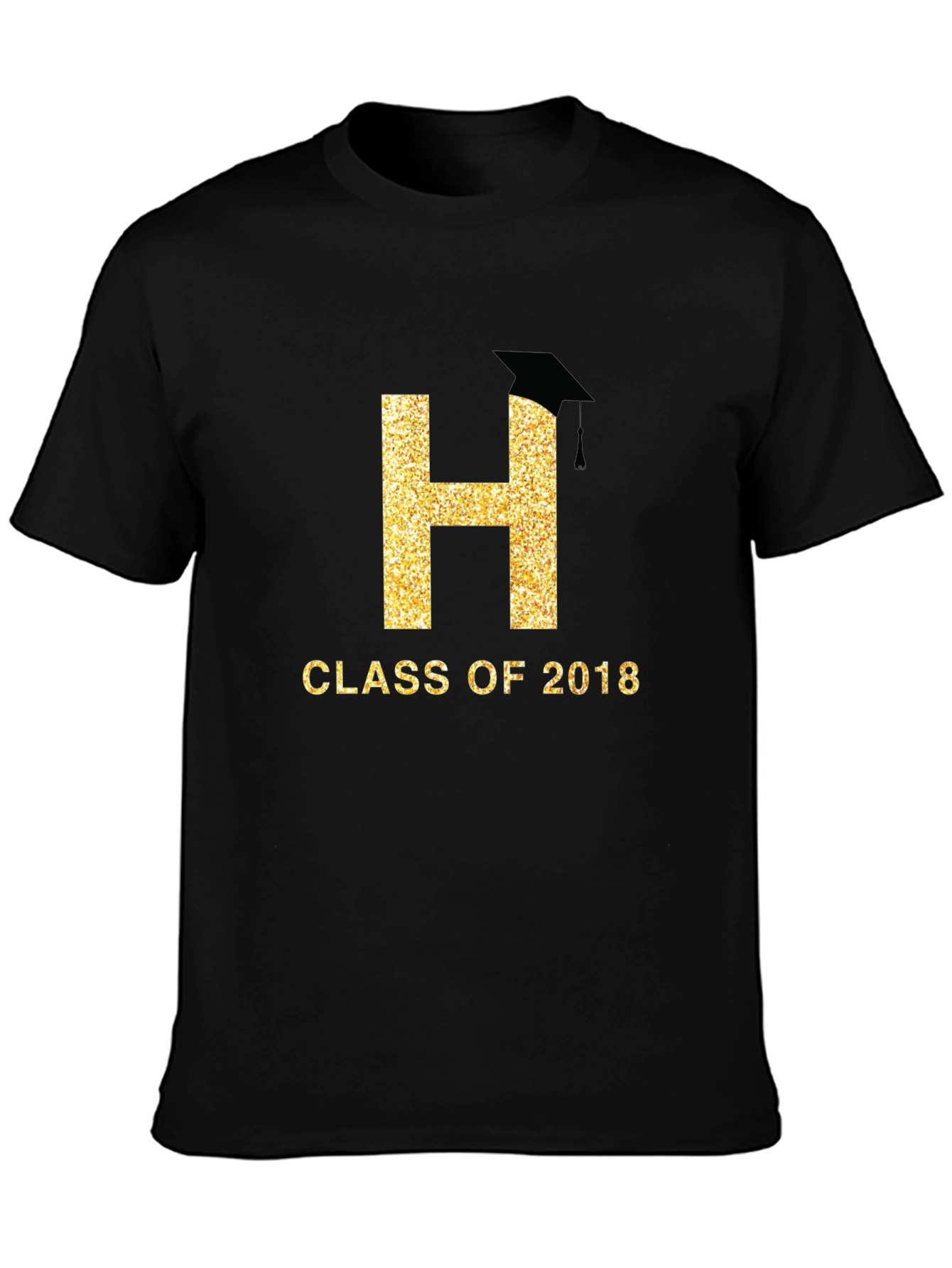 Camiseta Negra Clase de 2018 con Letra H Dorada