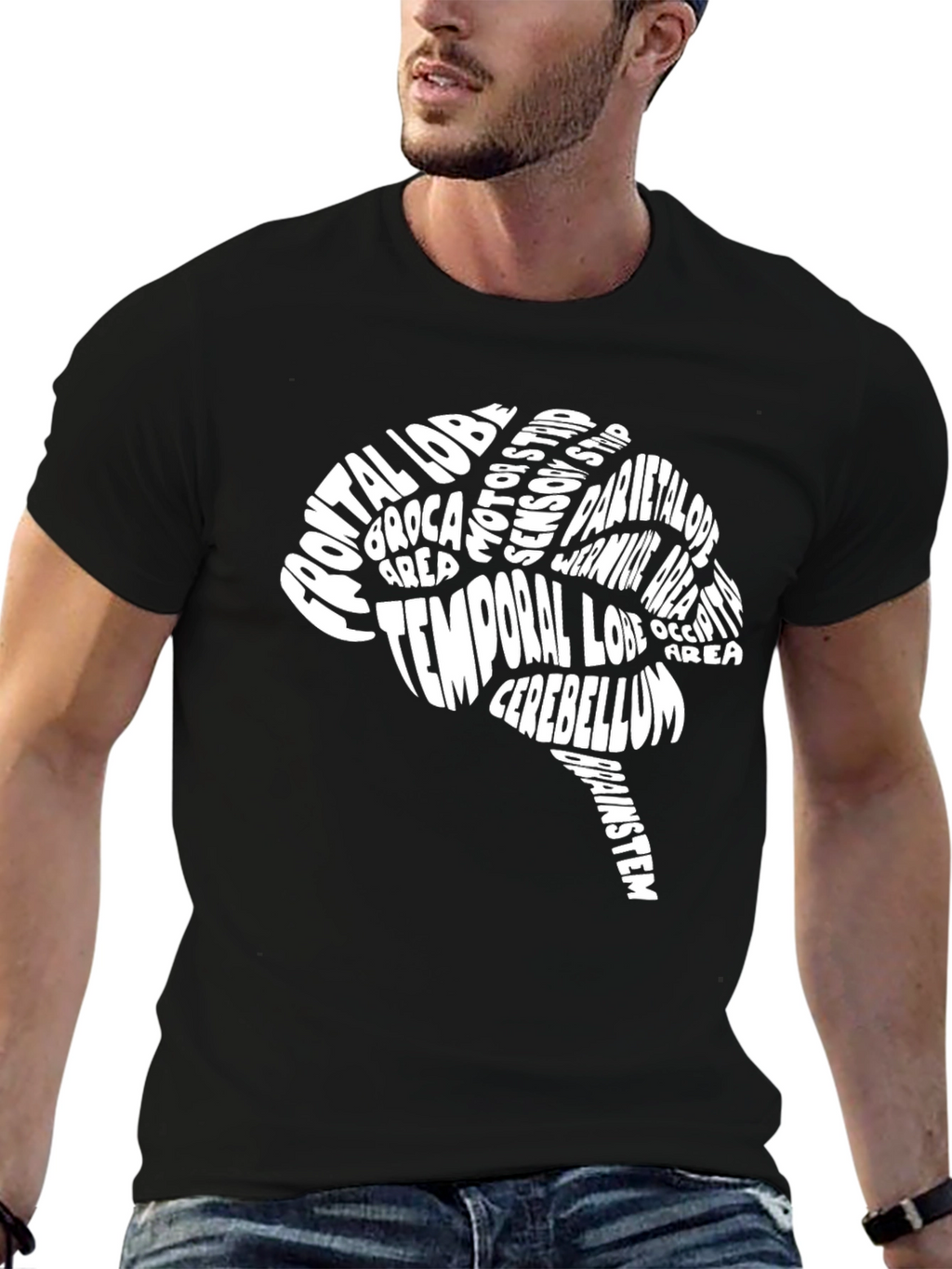 Camiseta Negra Cerebro Anatómico - Diseño Único