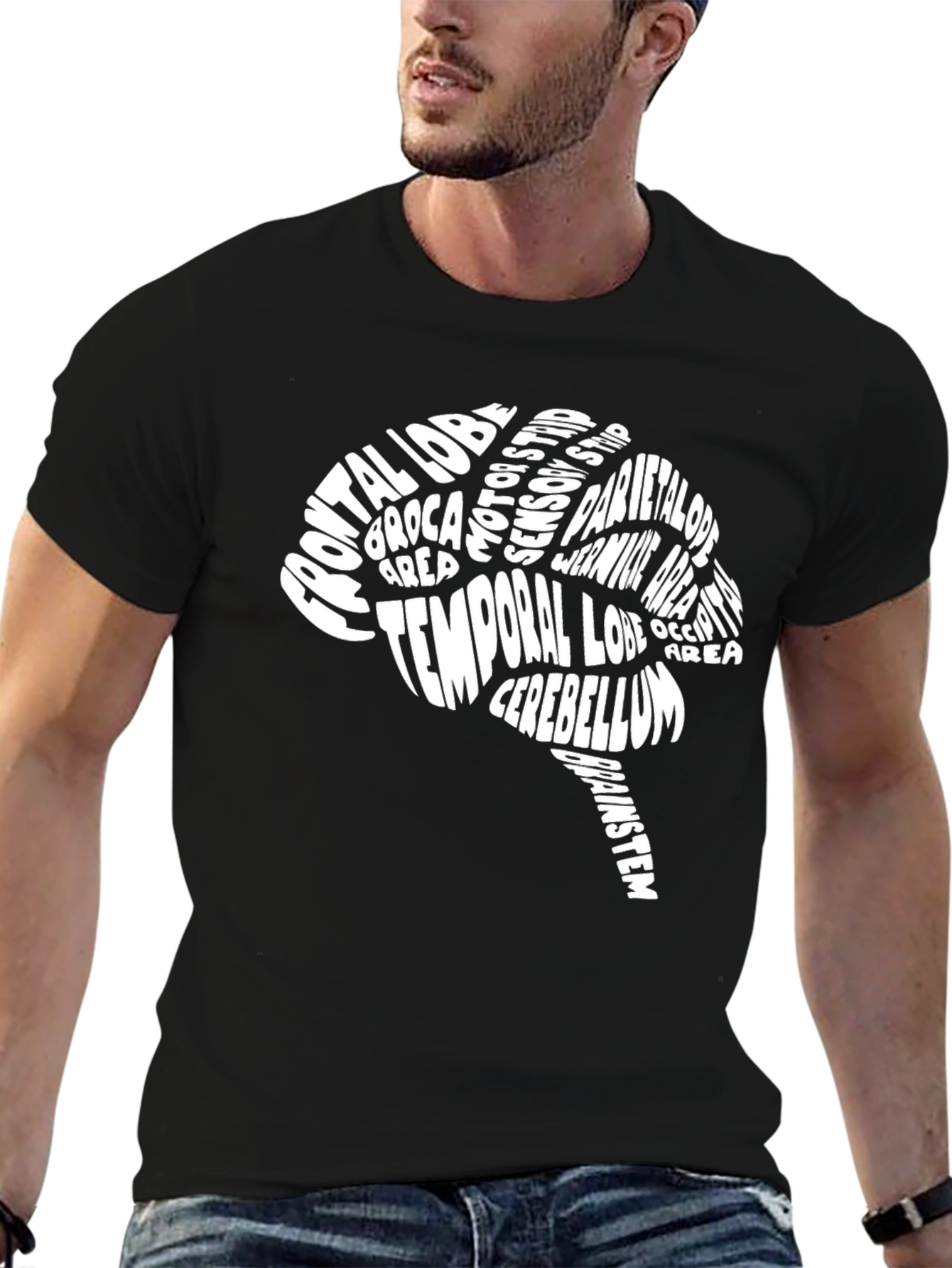 Camiseta Negra Cerebro Anatómico - Diseño Único