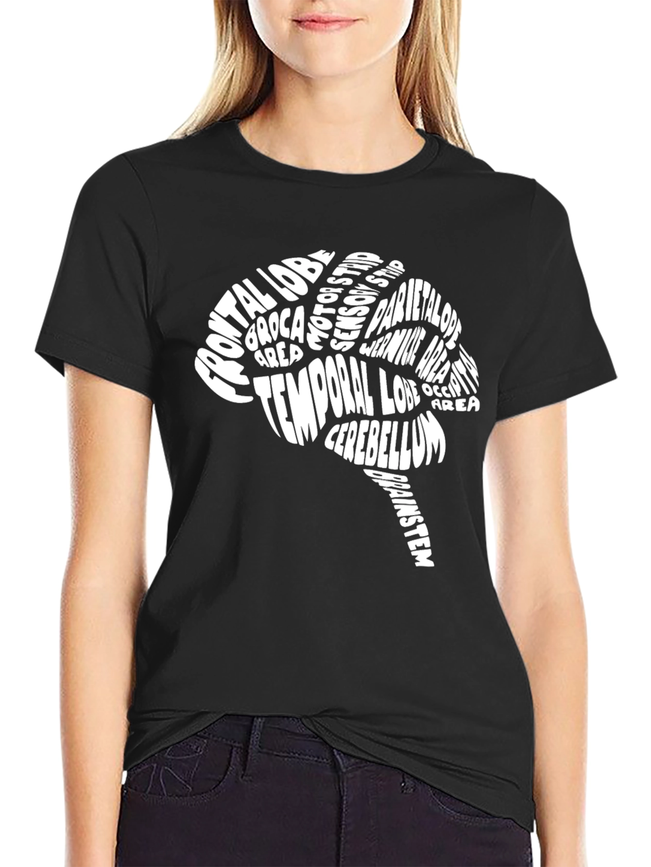 Camiseta Negra Cerebro Anatómico - Diseño Único