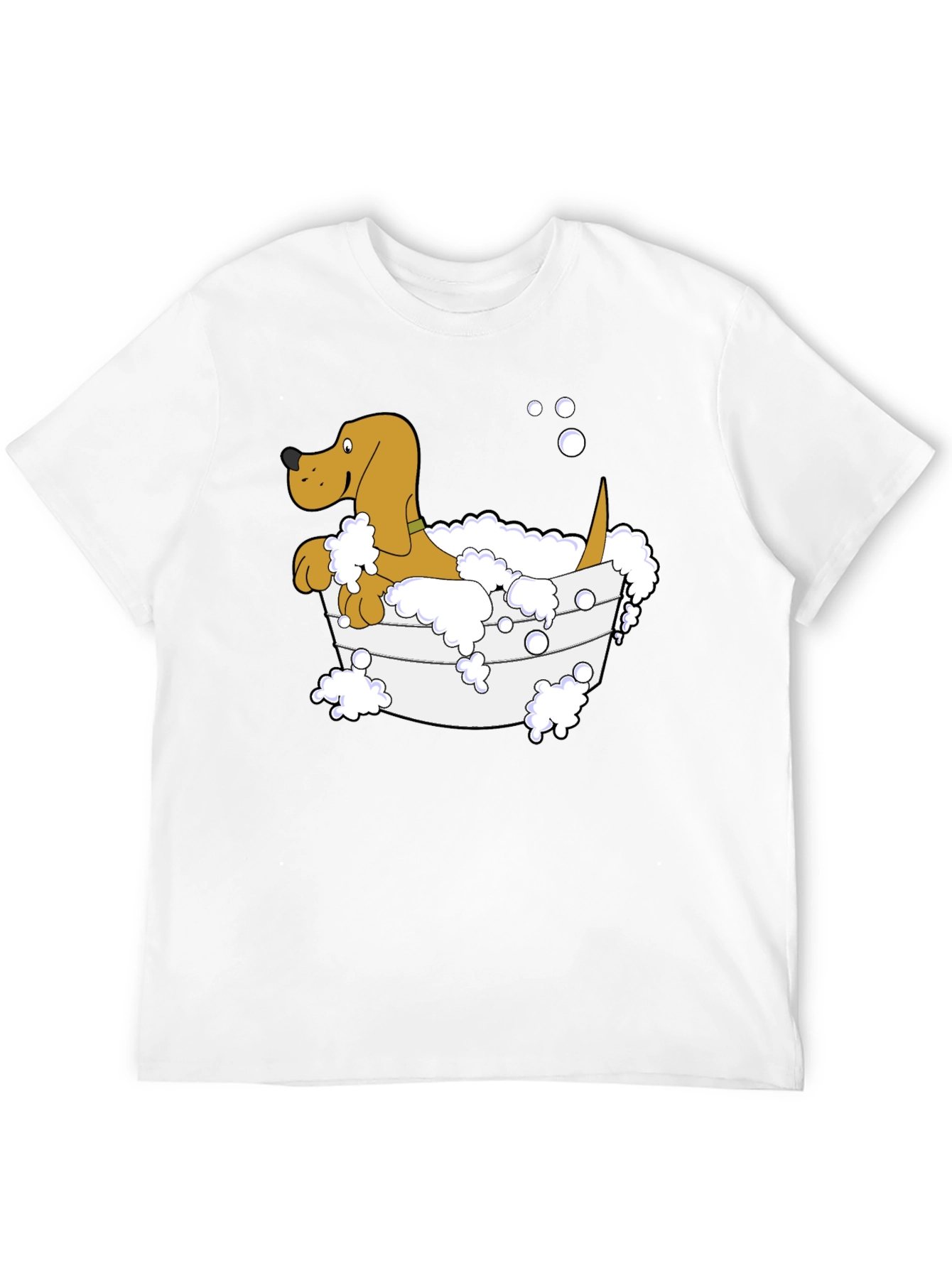 Camiseta Negra con Diseño de Perro en Bañera