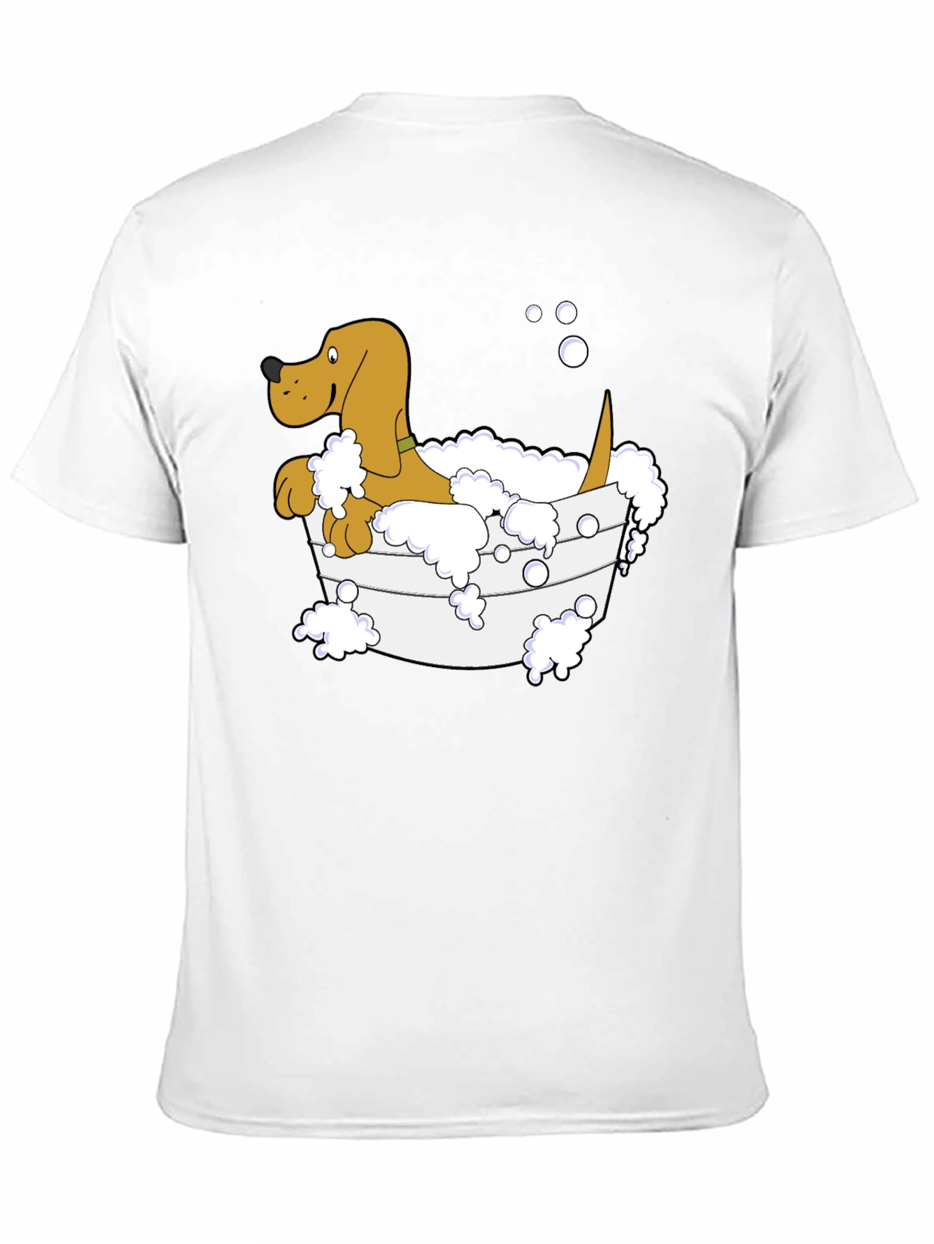 Camiseta Negra con Diseño de Perro en Bañera