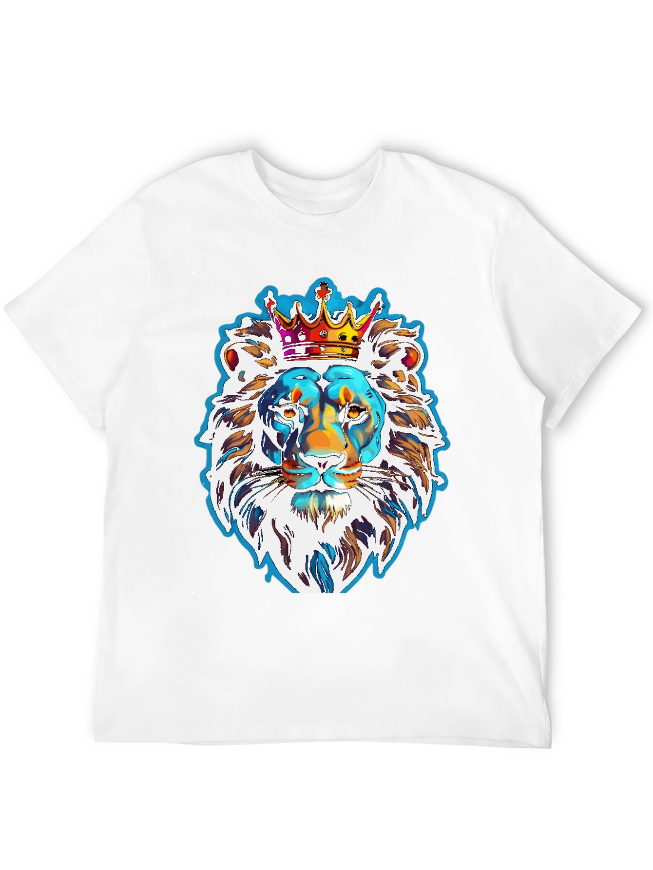 Camiseta Hombre León Corona Diseño Abstracto