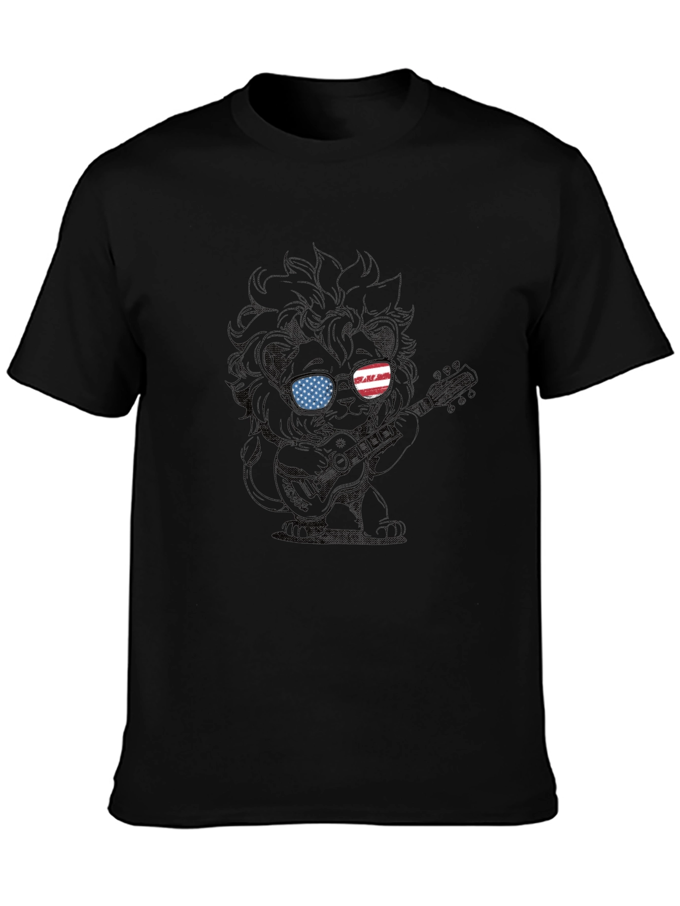 Camiseta Negra con Diseño de León Americano