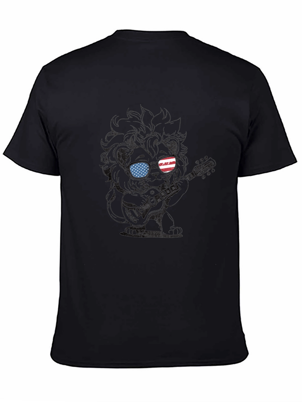 Camiseta Negra con Diseño de León Americano