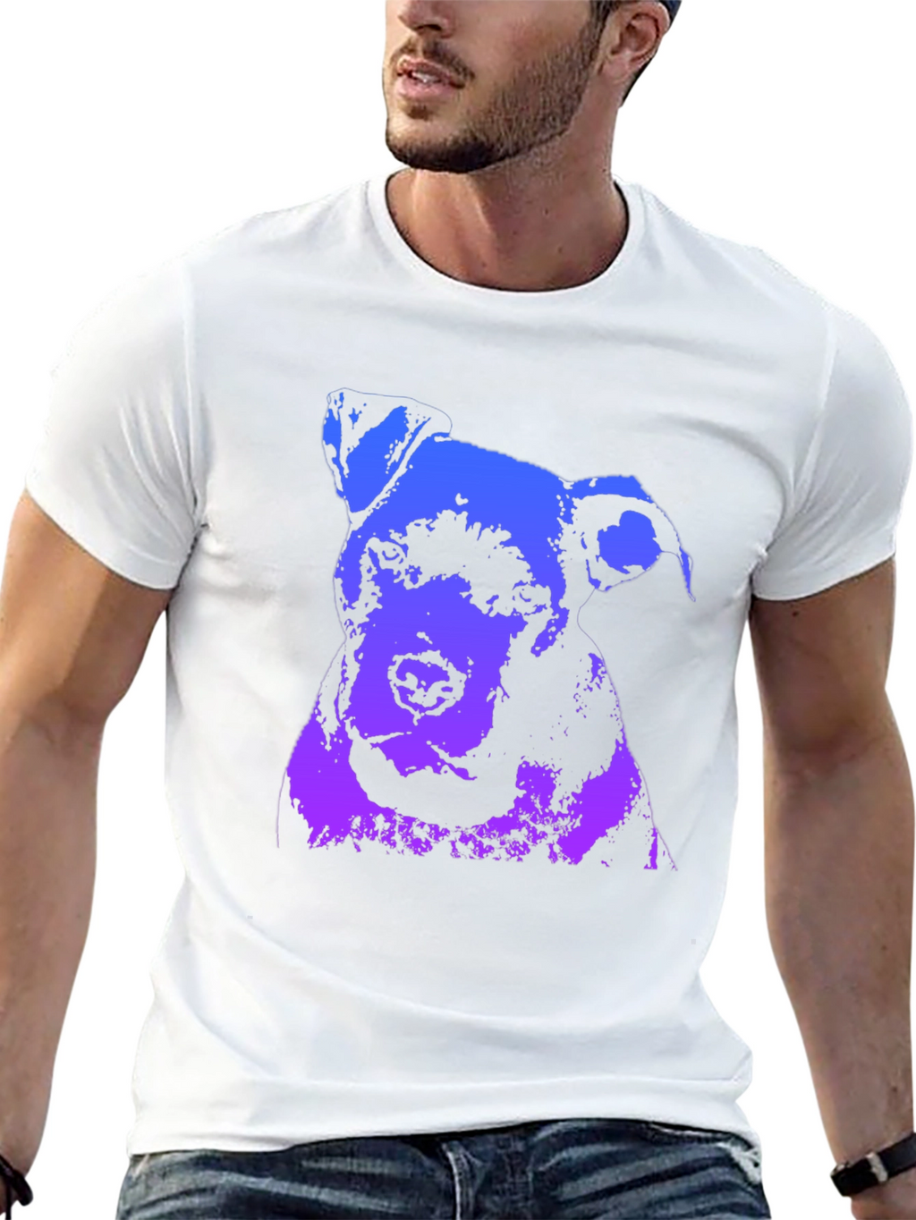 Camiseta Negra con Diseño Abstracto de Perro