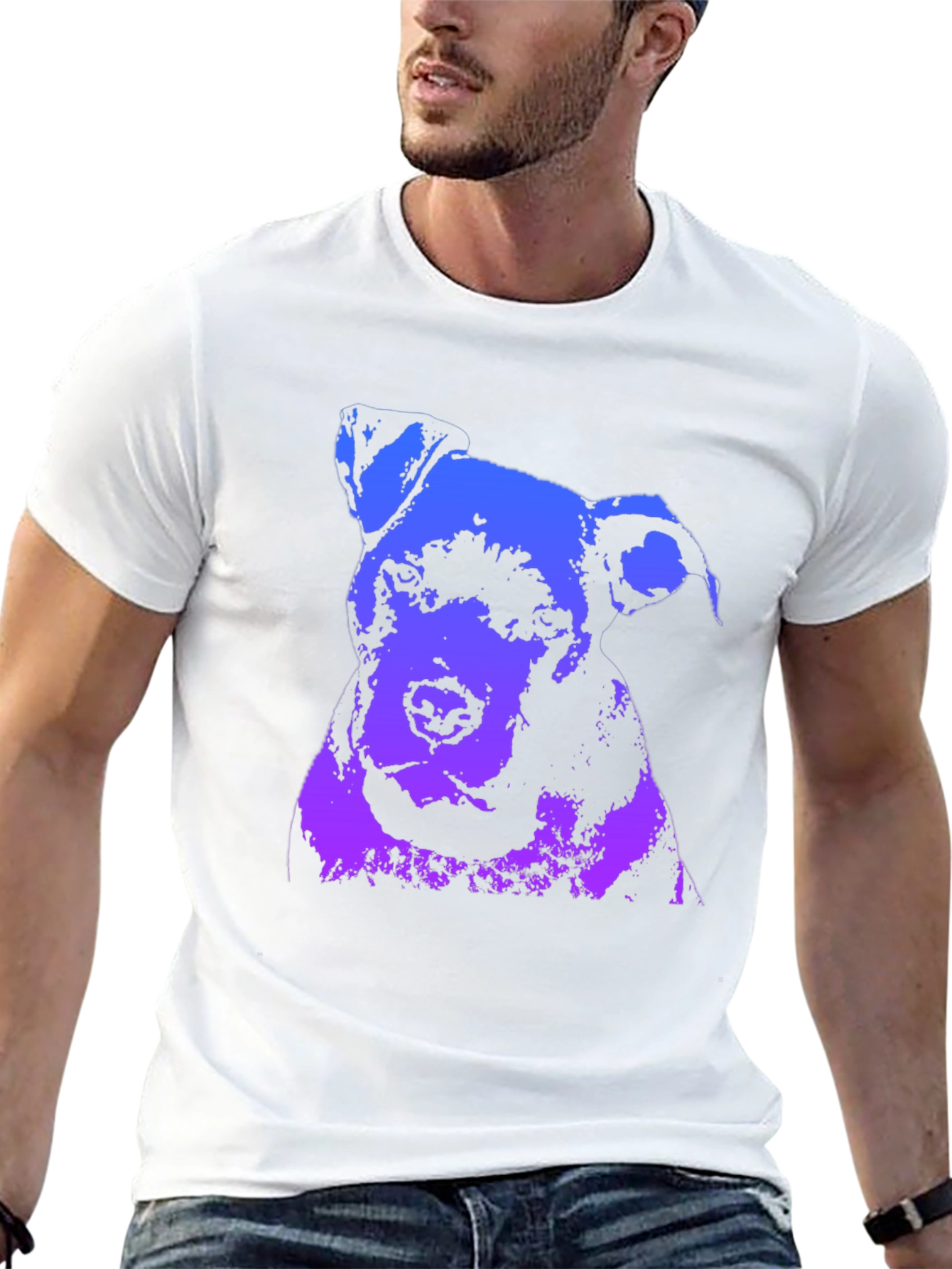 Camiseta Negra con Diseño Abstracto de Perro