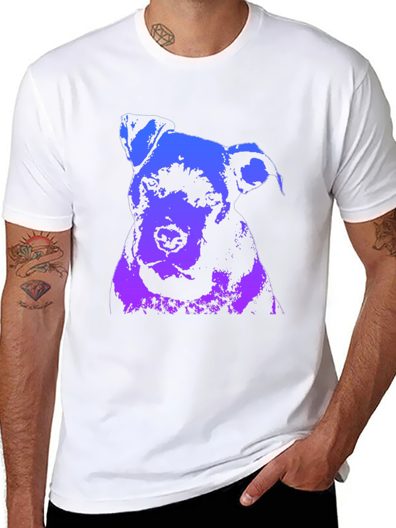 Camiseta Negra con Diseño Abstracto de Perro